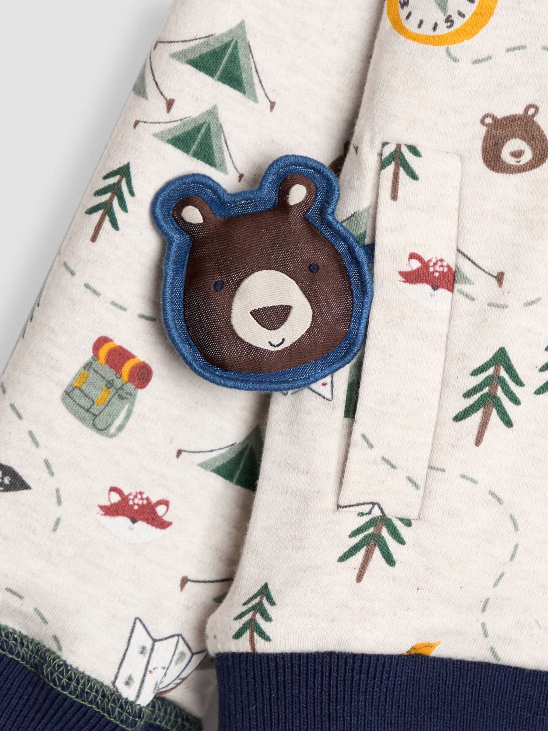 Khaki Green Bear Appliqué Reversible Hoodie - Image 8 of 9