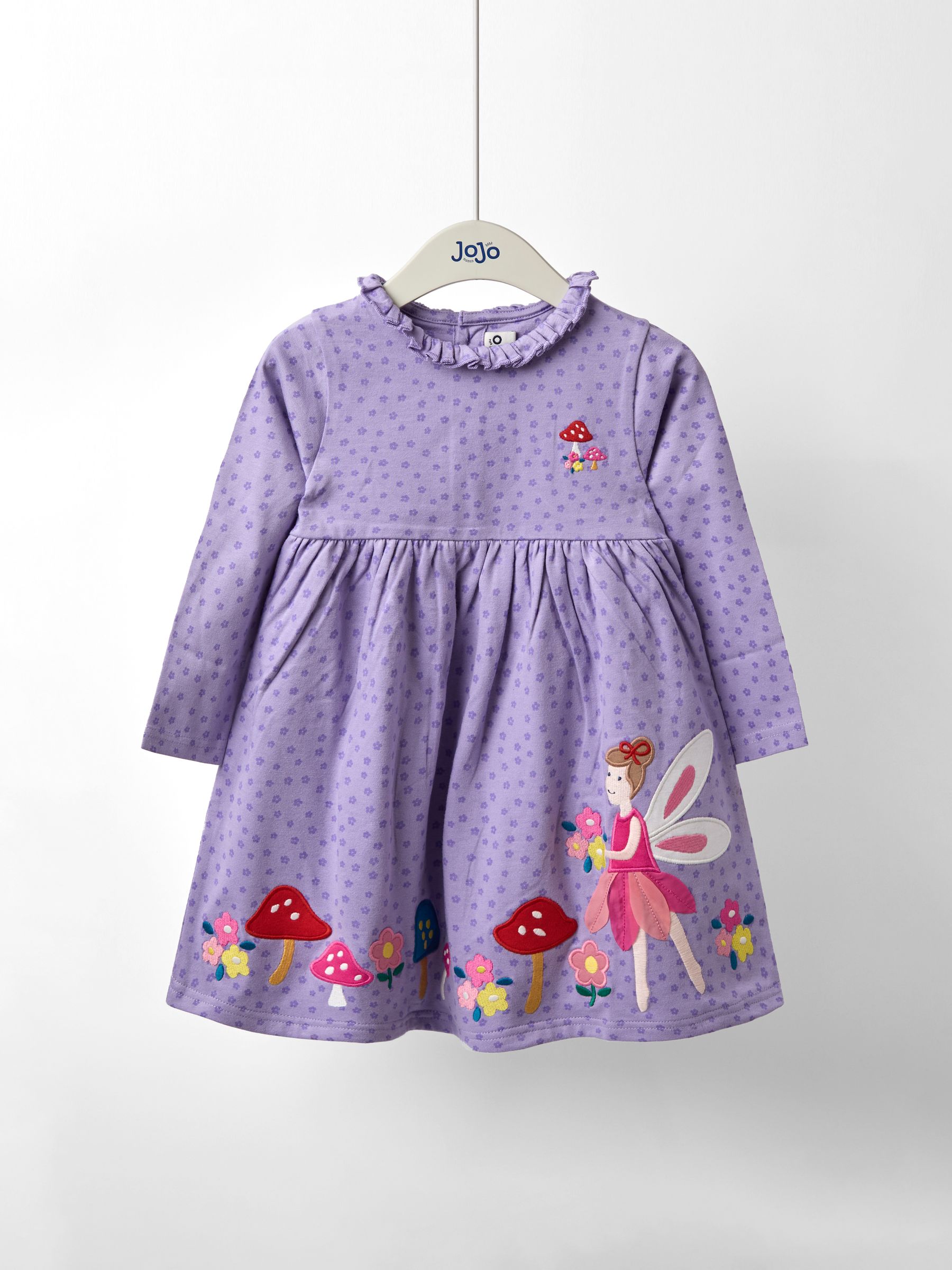 Lilac Purple Fairy & Toadstool Frill Collar Appliqué Dress