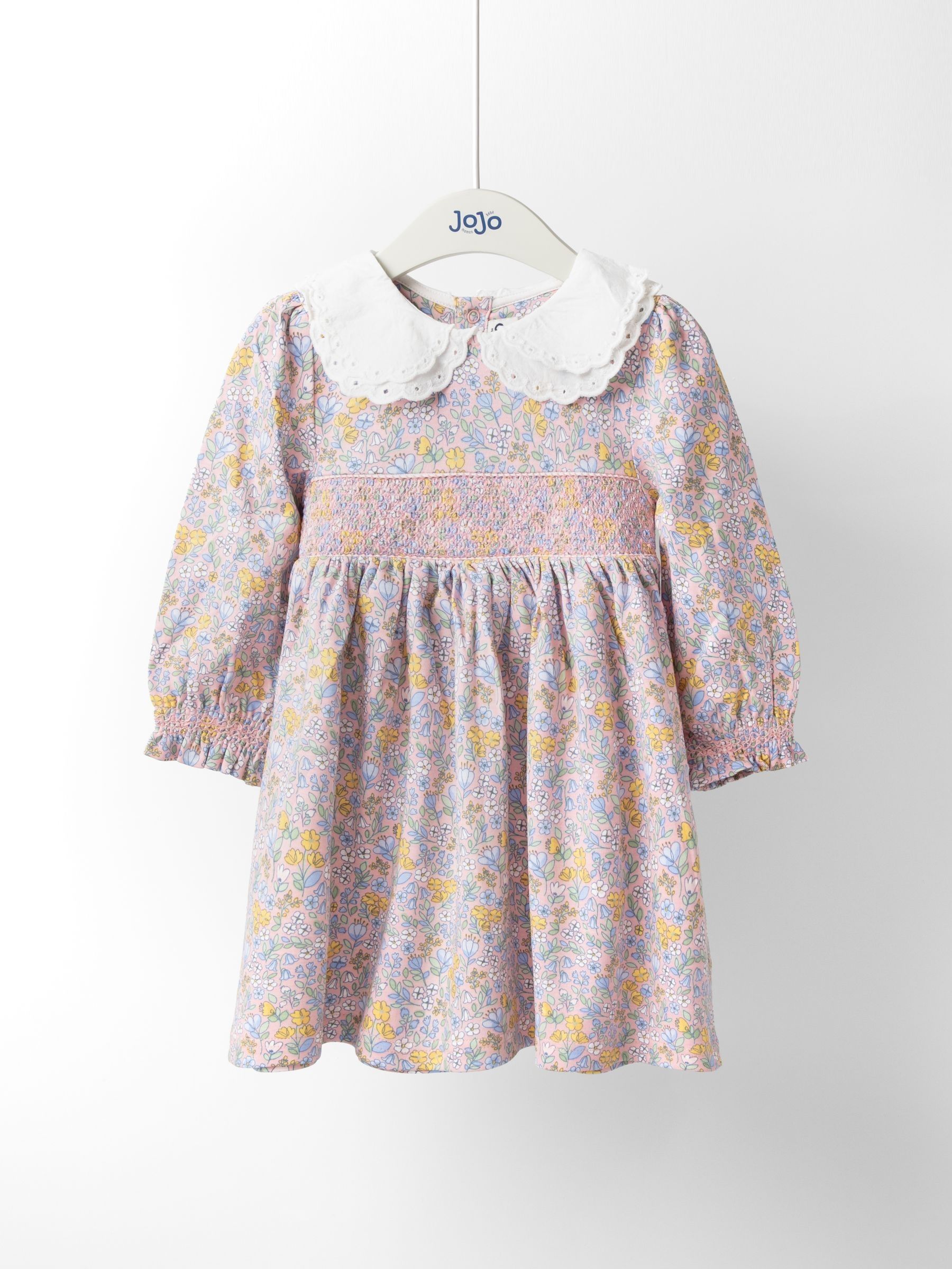 Pink Light Ditsy Floral Smocked Jersey Dress - Image 1 of 4