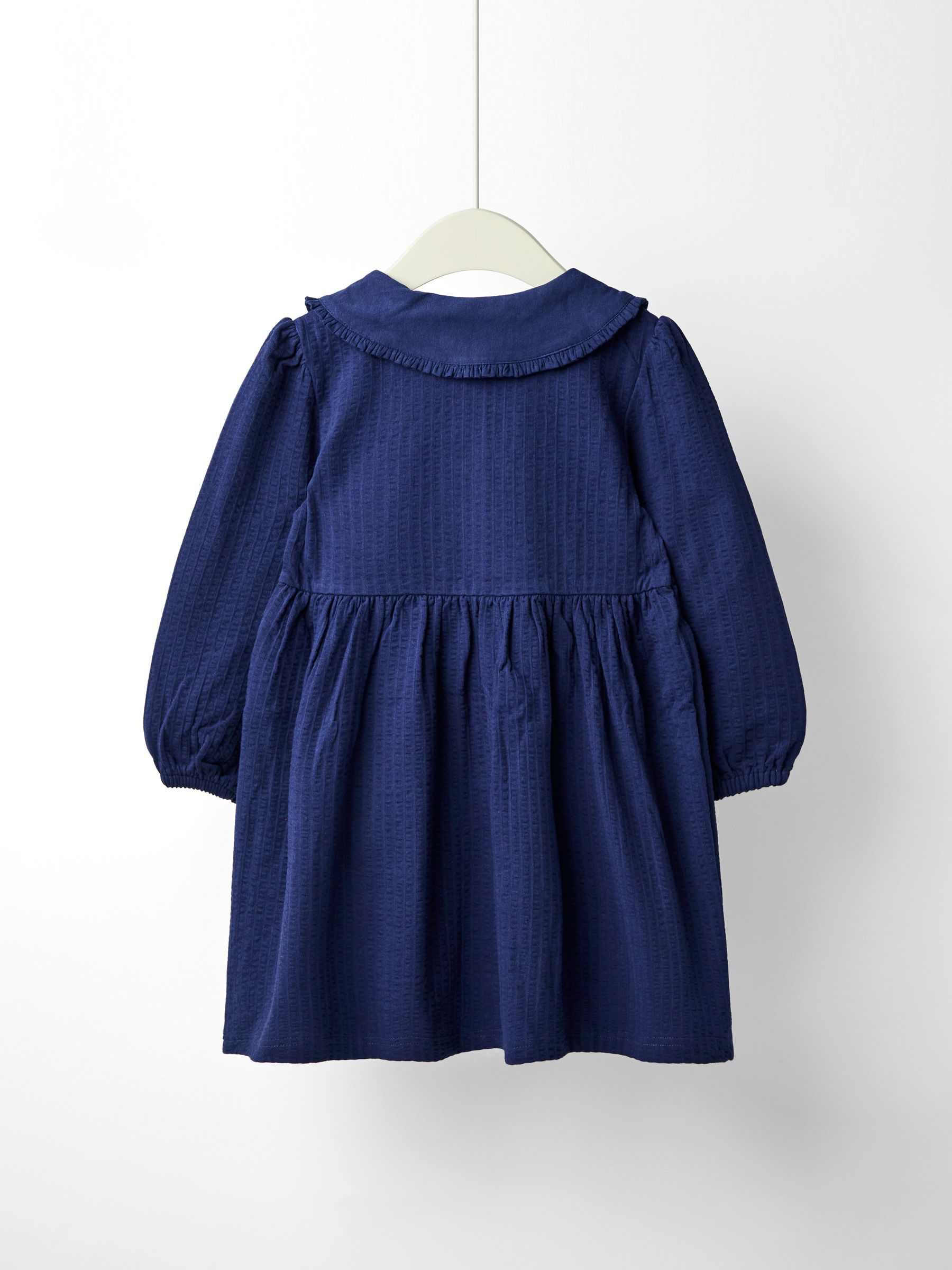 Blue Embroidered Seersucker Collared Dress - Image 2 of 4
