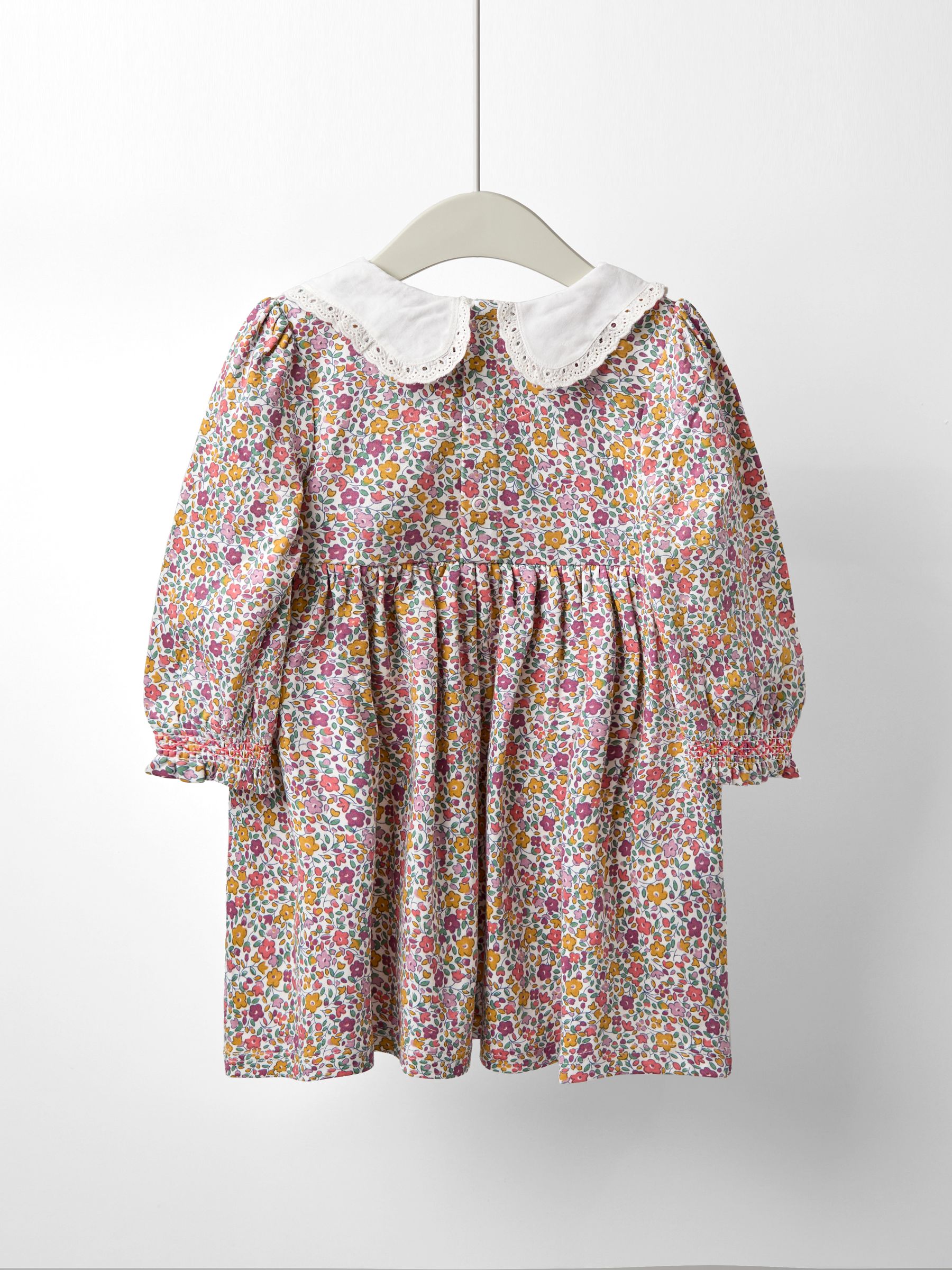 Mustard Yellow Autumn Ditsy Floral Smocked Jersey Dress - Image 4 of 10