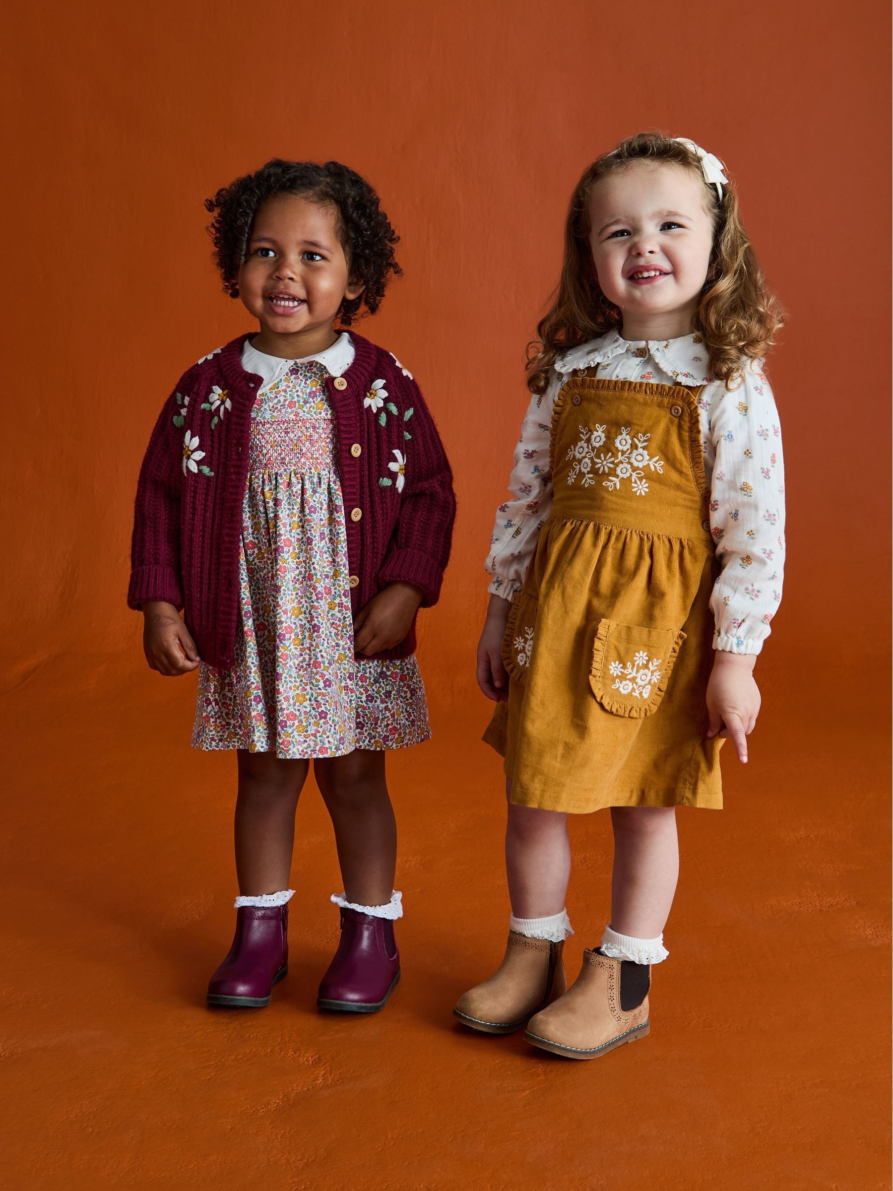 Mustard Yellow Autumn Ditsy Floral Smocked Jersey Dress - Image 8 of 10