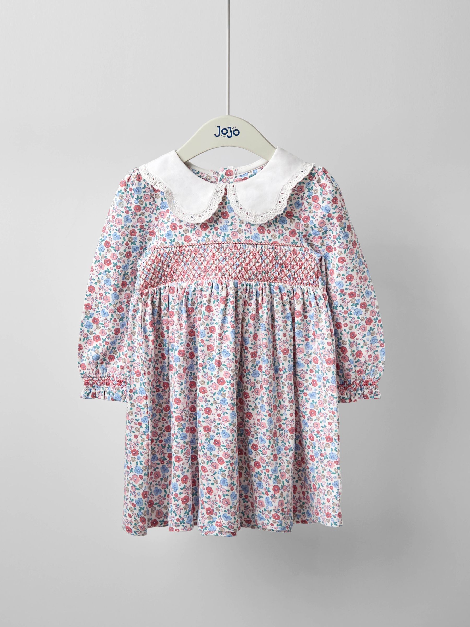 Pink Ditsy Floral Smocked Jersey Dress - Image 1 of 3