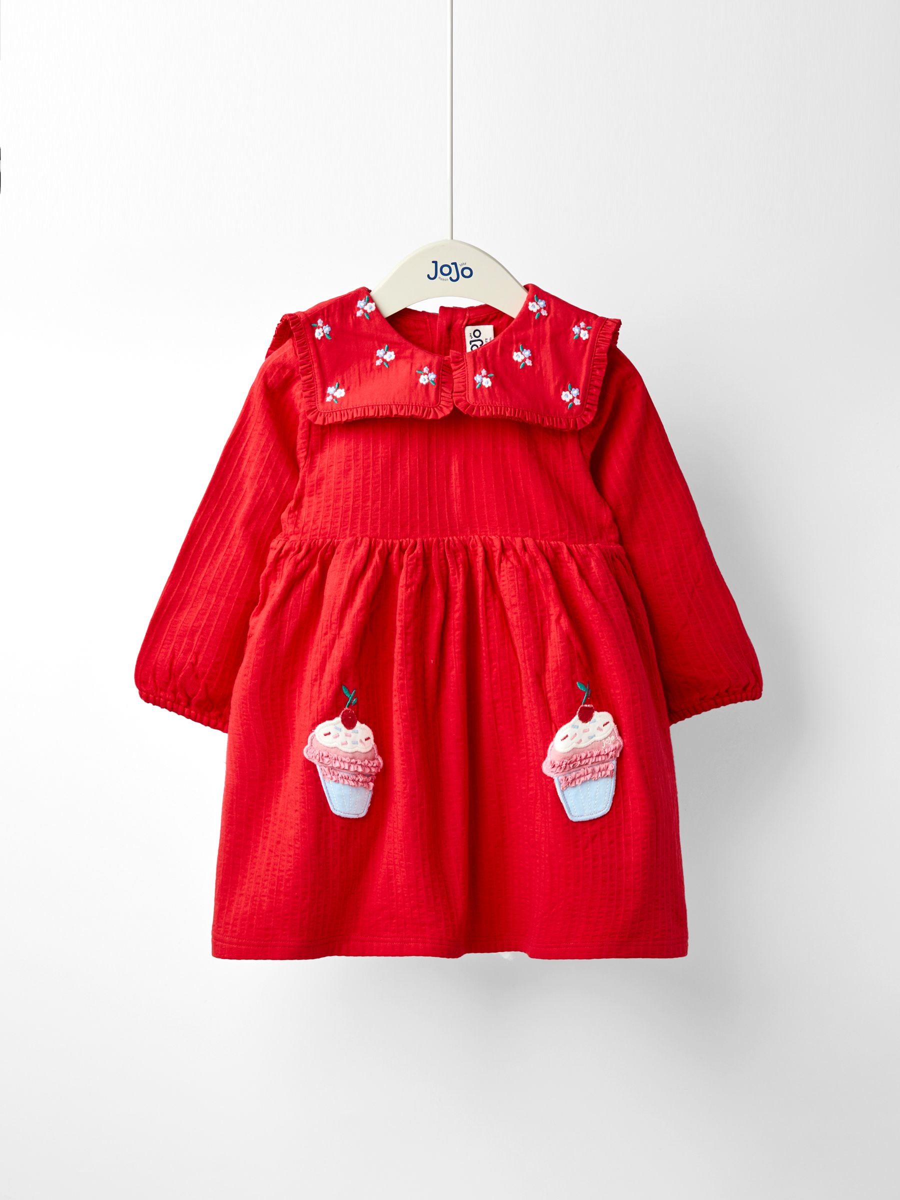 Red Oversized Collar Appliqué Dress - Image 1 of 4