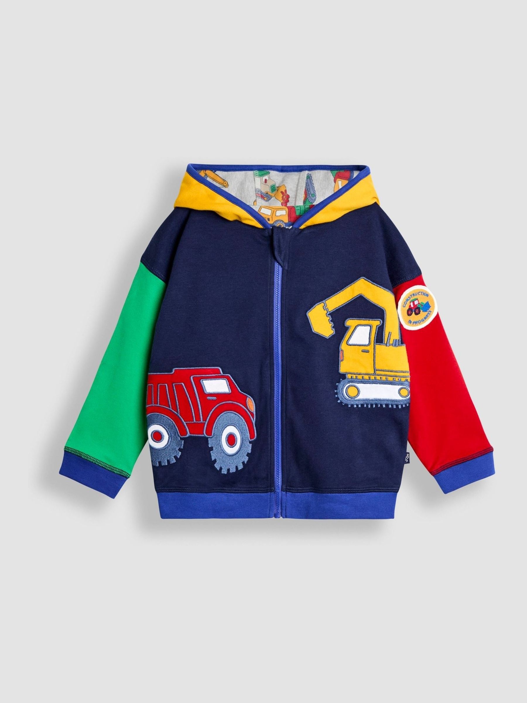 Navy Blue Construction Colour Block Appliqué Reversible Hoodie - Image 2 of 9