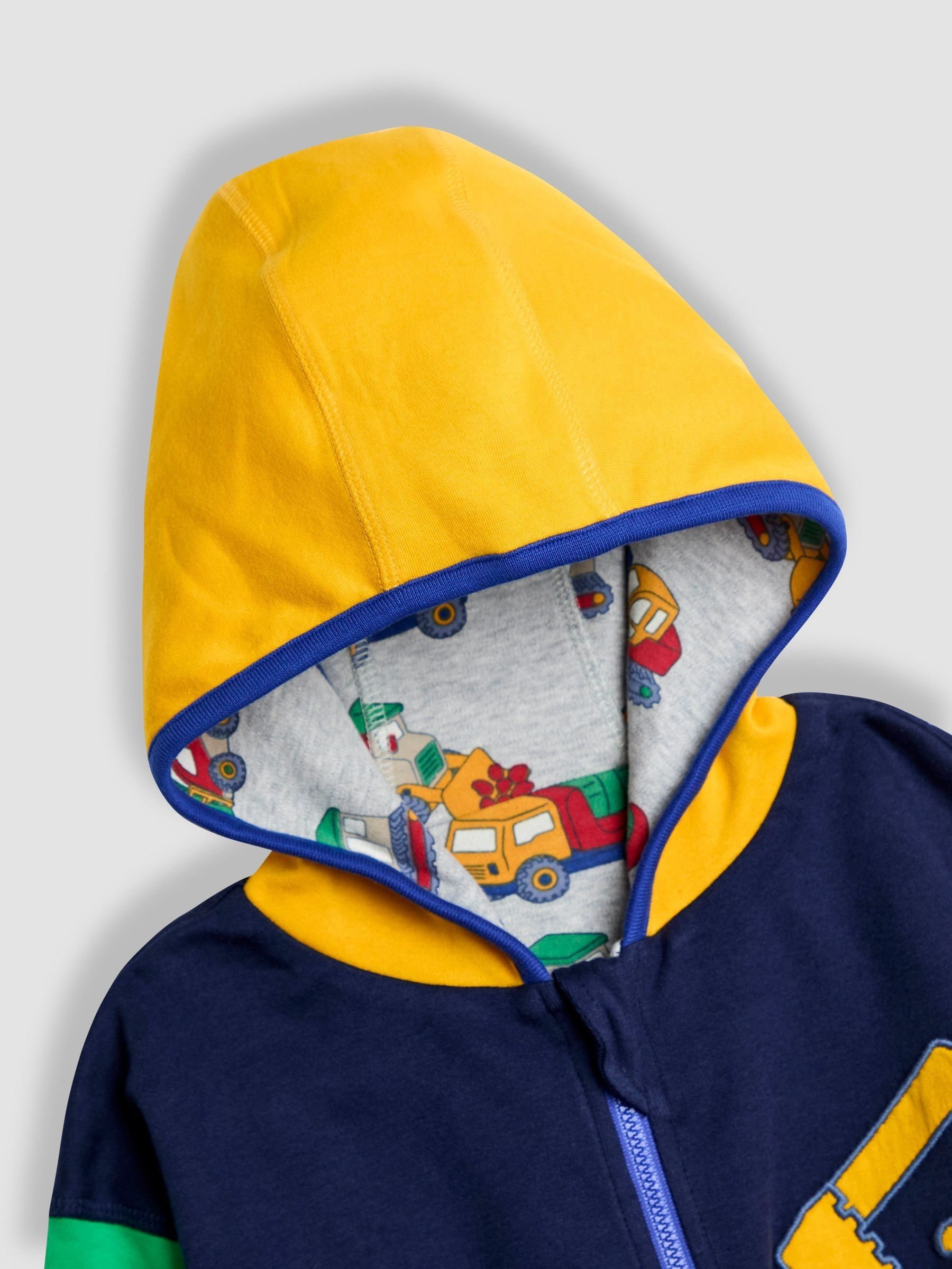 Navy Blue Construction Colour Block Appliqué Reversible Hoodie - Image 5 of 9