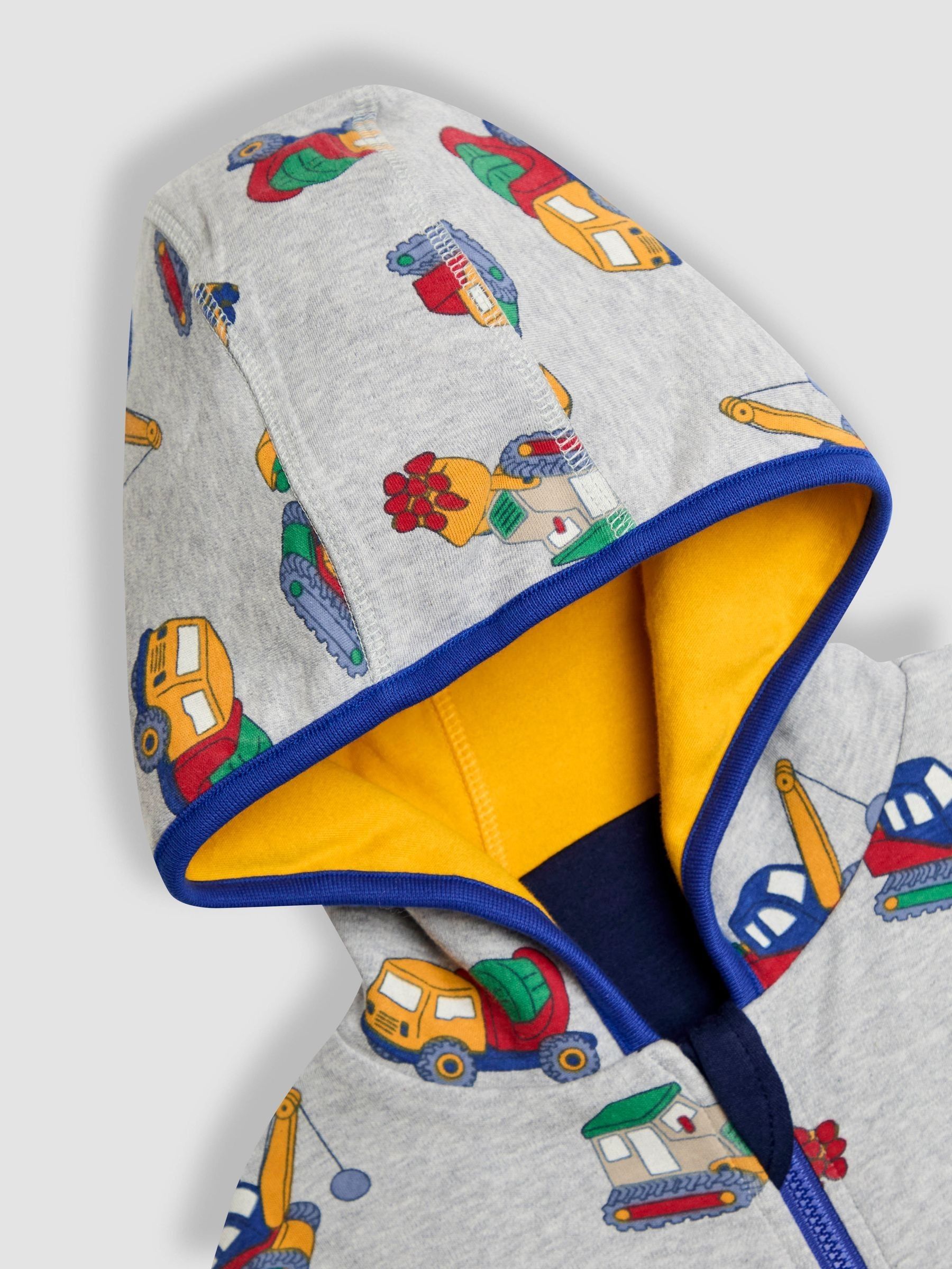 Navy Blue Construction Colour Block Appliqué Reversible Hoodie - Image 7 of 9