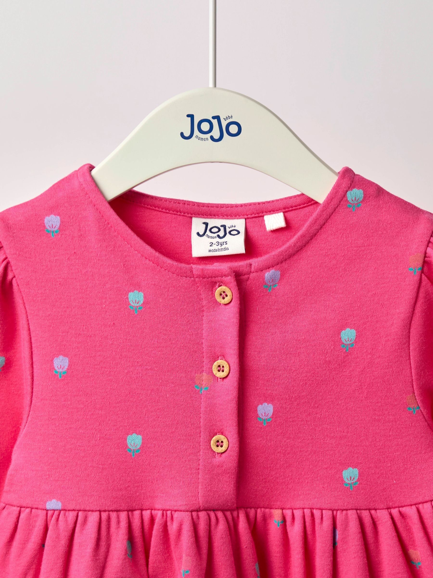 Fucshia Pink Dinosaur Button Front Appliqué Dress - Image 2 of 5