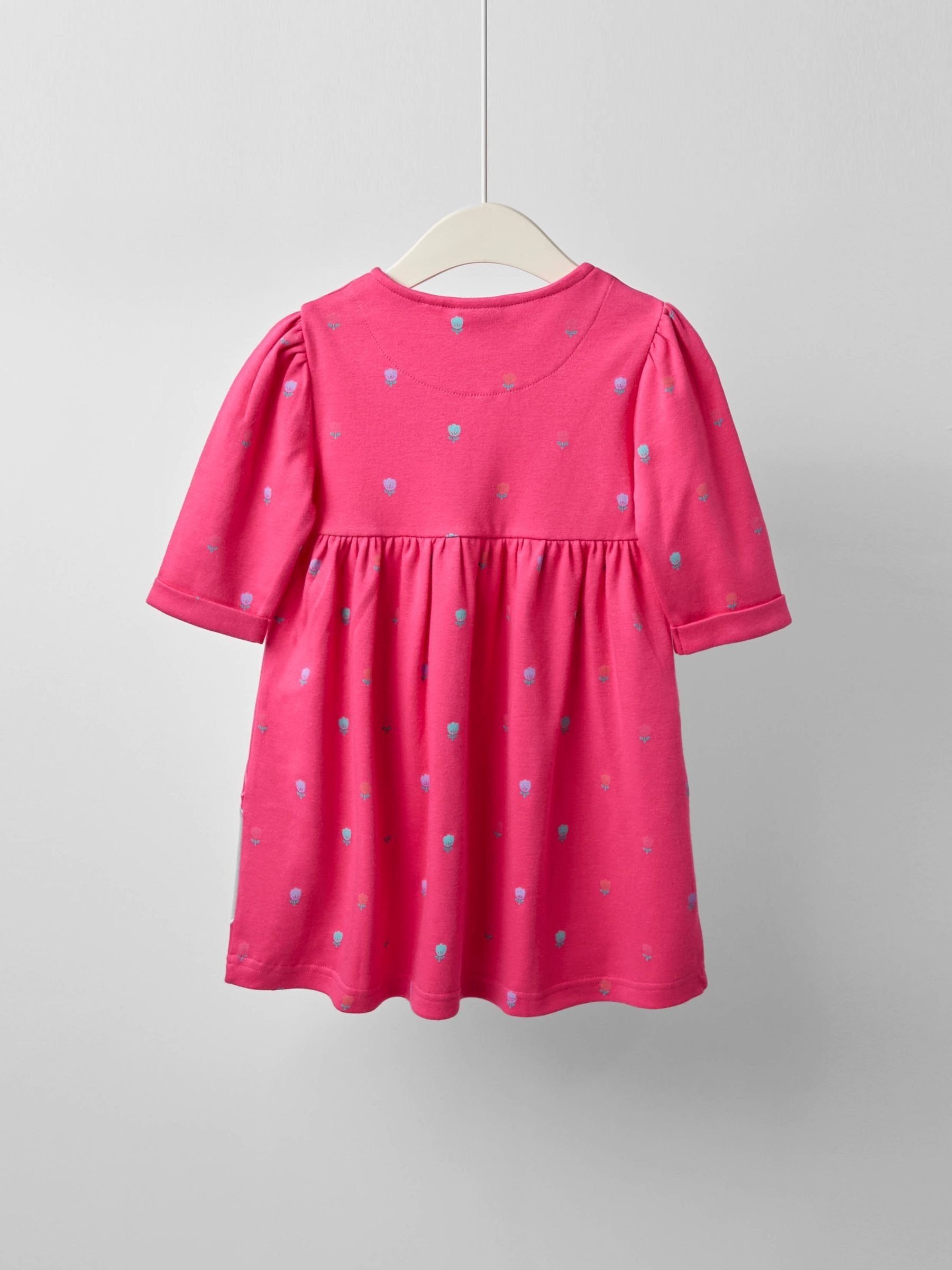 Fucshia Pink Dinosaur Button Front Appliqué Dress - Image 5 of 5