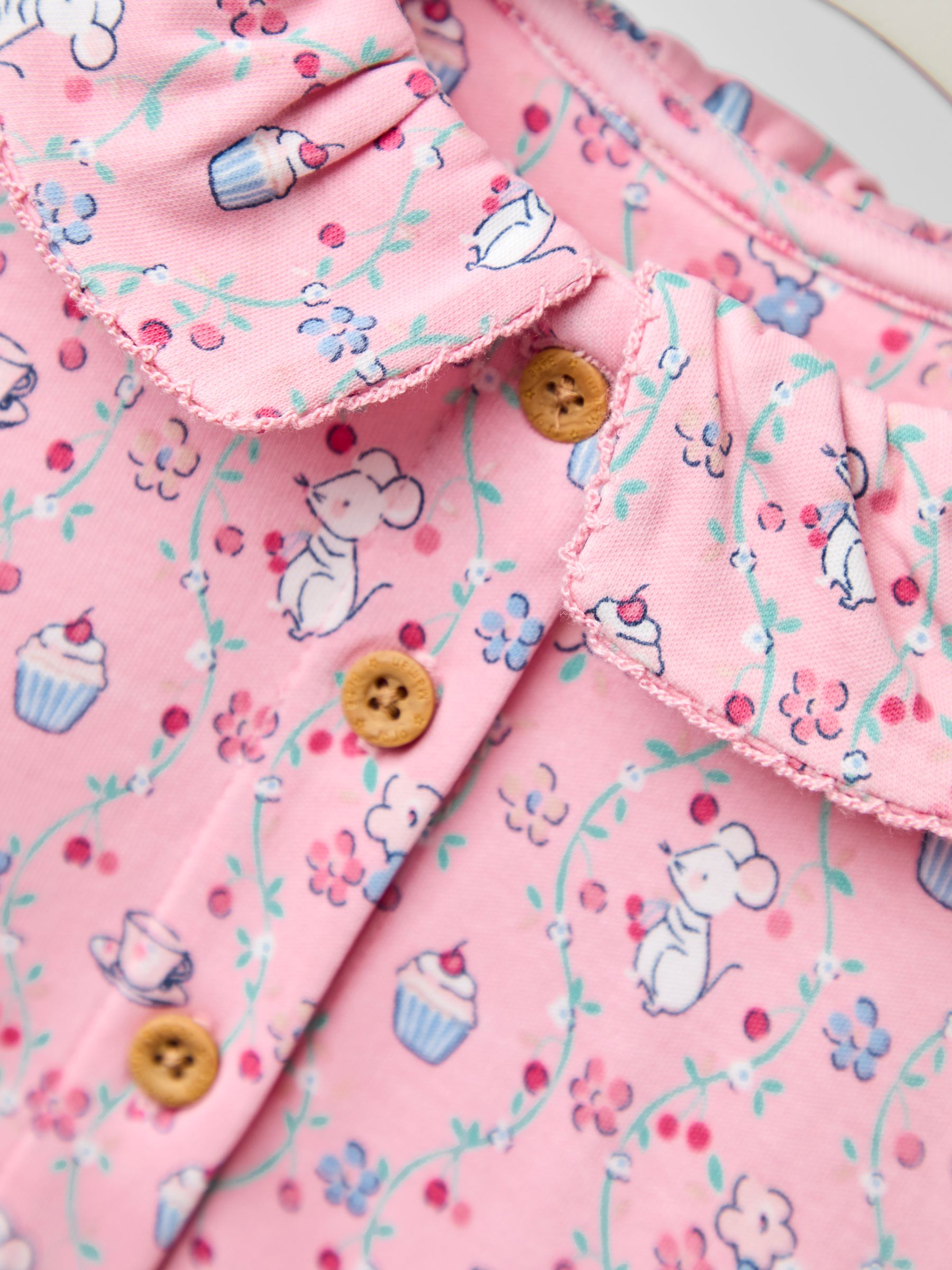 Pink Mouse Tea Party Button Front Frill Collar Dress - Image 3 of 4