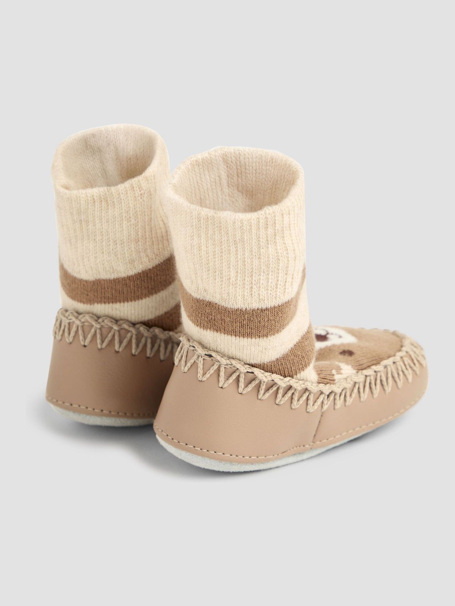 Mocha Bear Moccasin Slipper Socks - Image 2 of 3