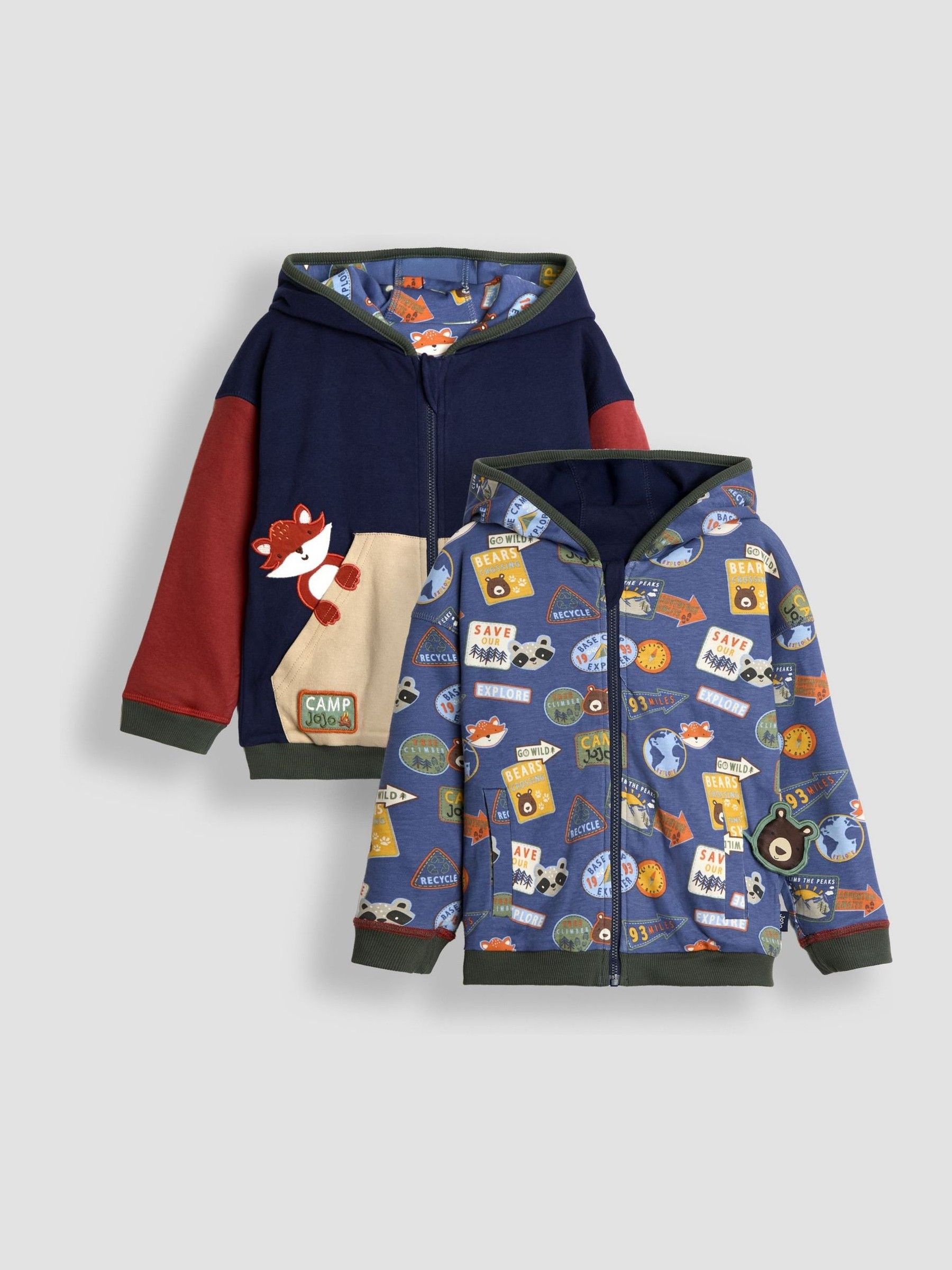 Navy Cub Club Colour Block Appliqué Reversible Hoodie - Image 1 of 9