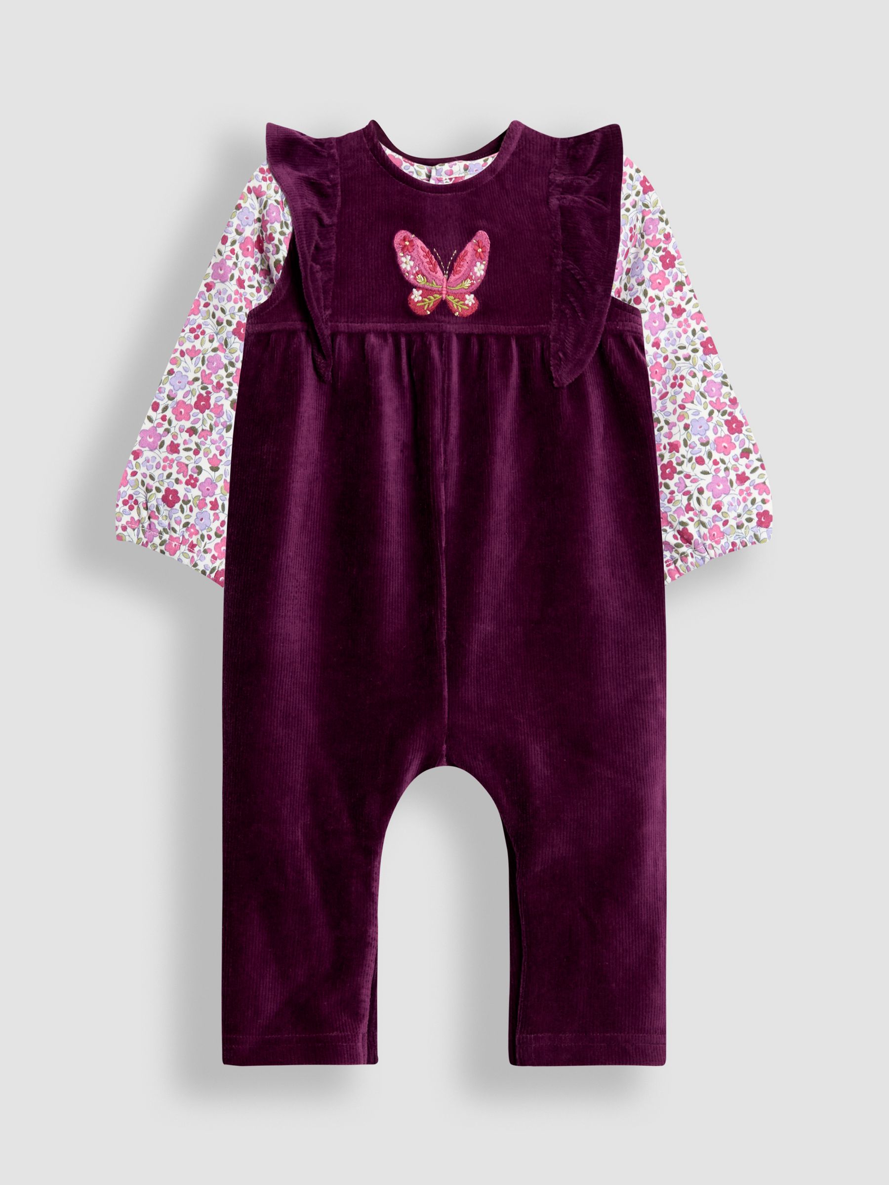 Purple Appliqué Velour Dungarees & Top Set - Image 1 of 6