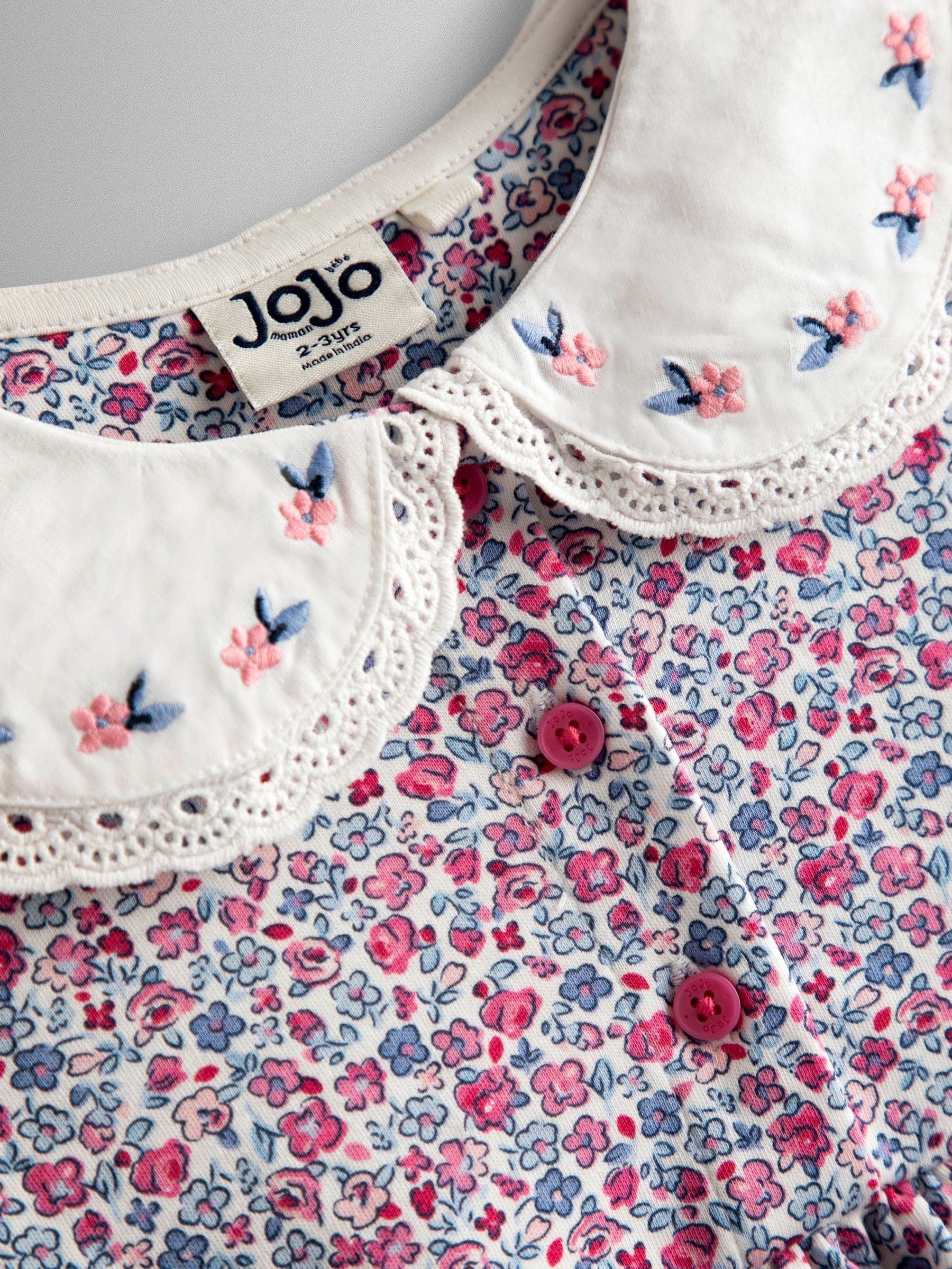 Pink Ditsy Floral Embroidered Collar Button Front Dress - Image 2 of 3