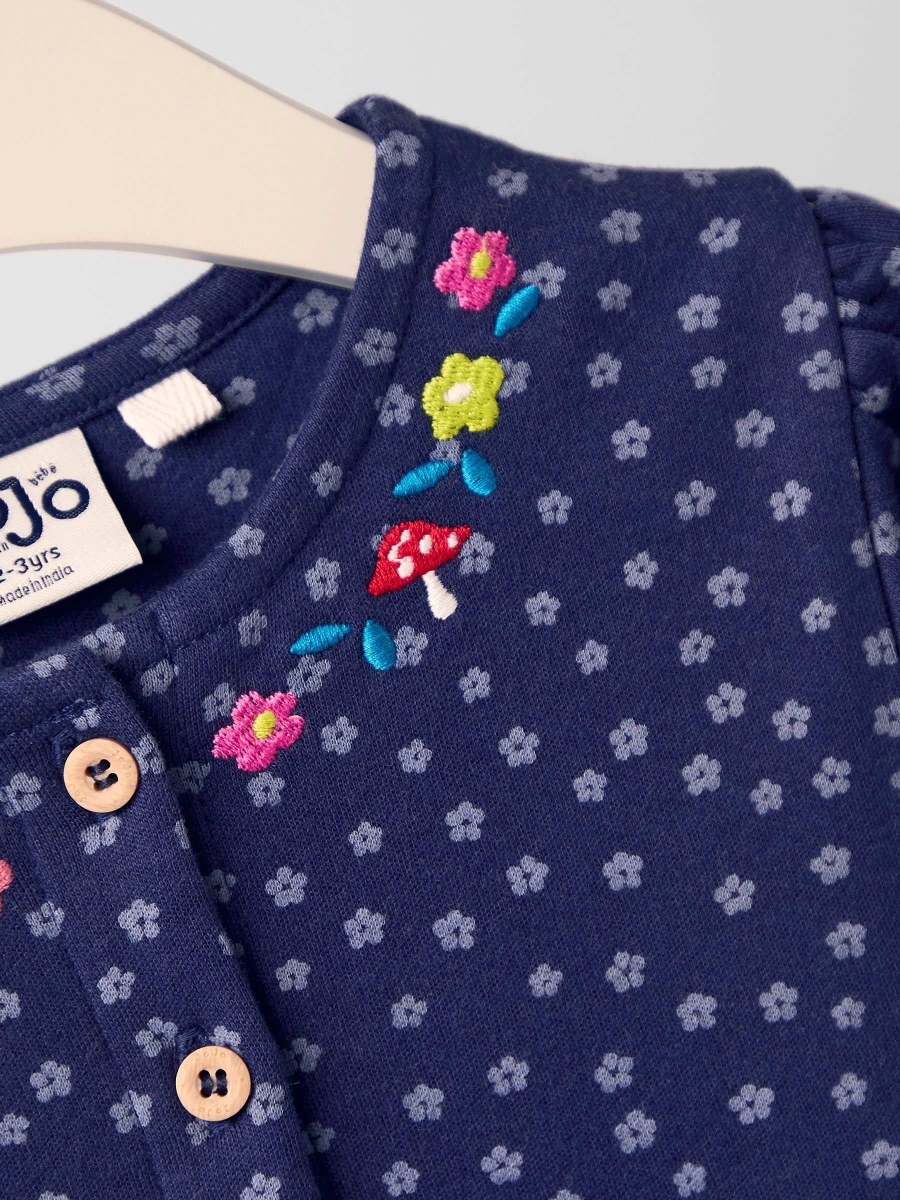 Blue Dark Ladybird And Bee Applique Button Front Dress - Image 3 of 4