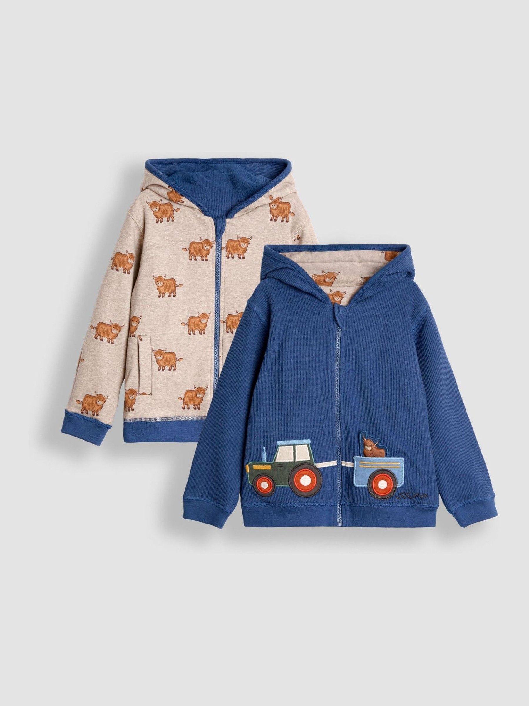 Sky Blue Appliqué Reversible Hoodie - Image 1 of 8