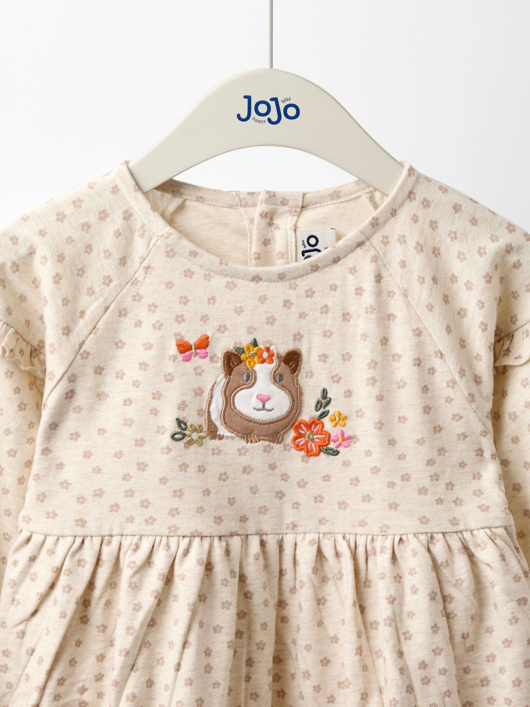 Natural Frill Sleeve Appliqué Dress - Image 3 of 5