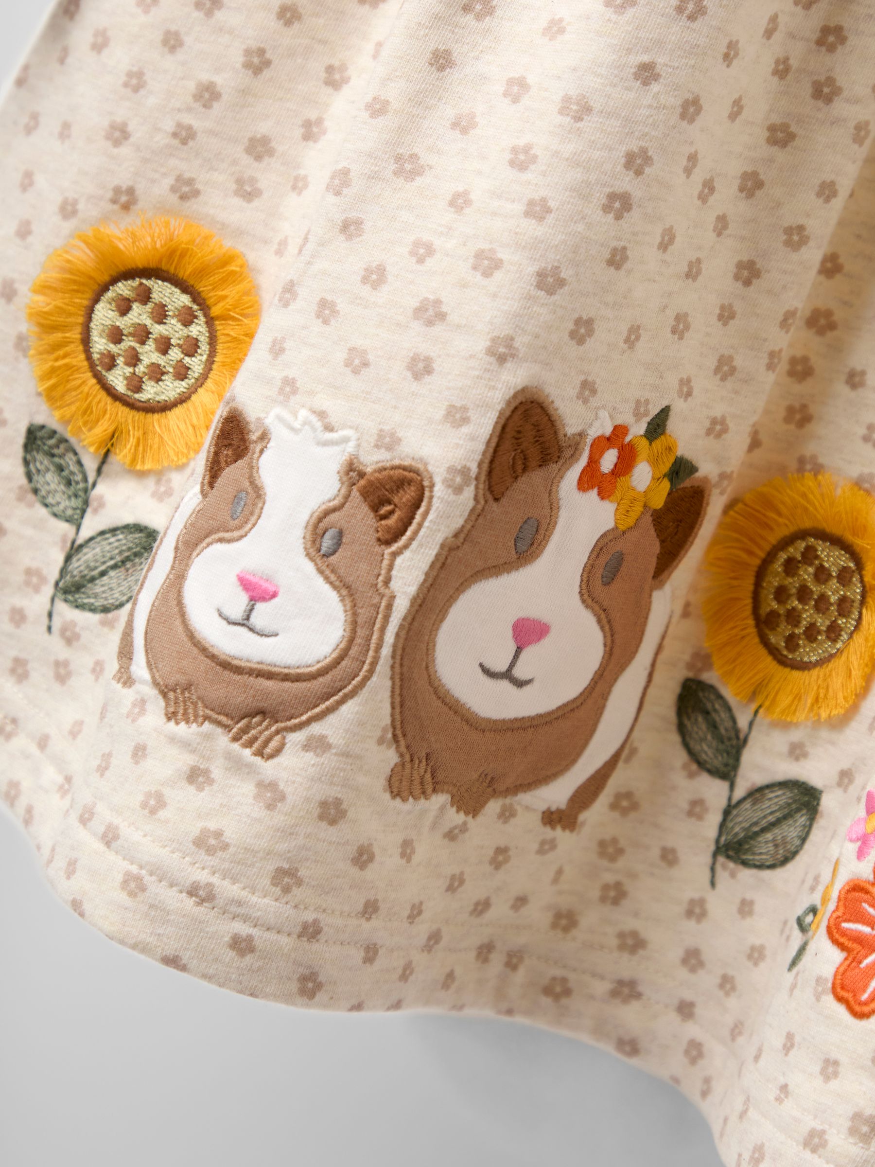Natural Frill Sleeve Appliqué Dress - Image 4 of 5