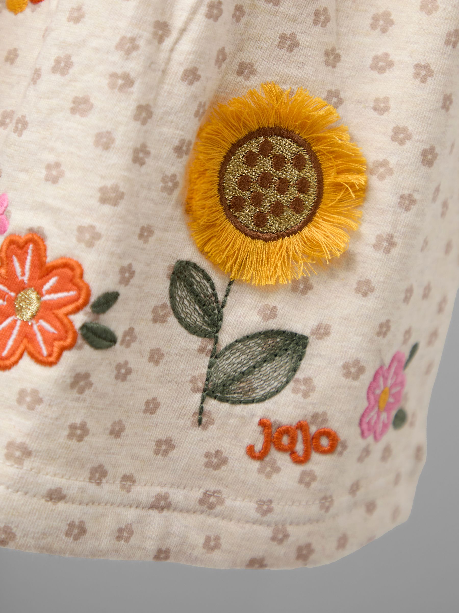 Natural Frill Sleeve Appliqué Dress - Image 5 of 5