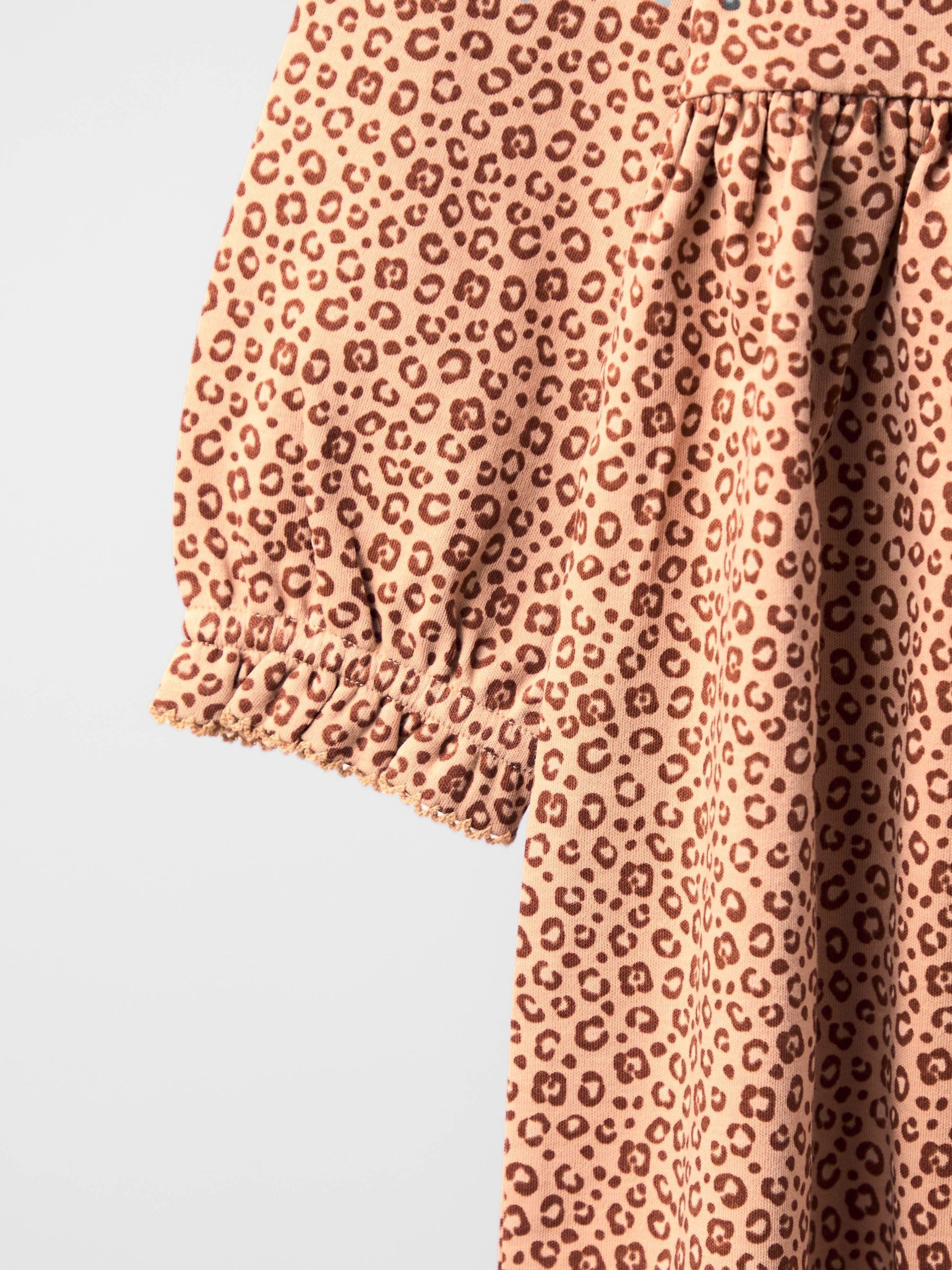 Toffee Brown Leopard Frill Collar Printed Dress - Image 2 of 4