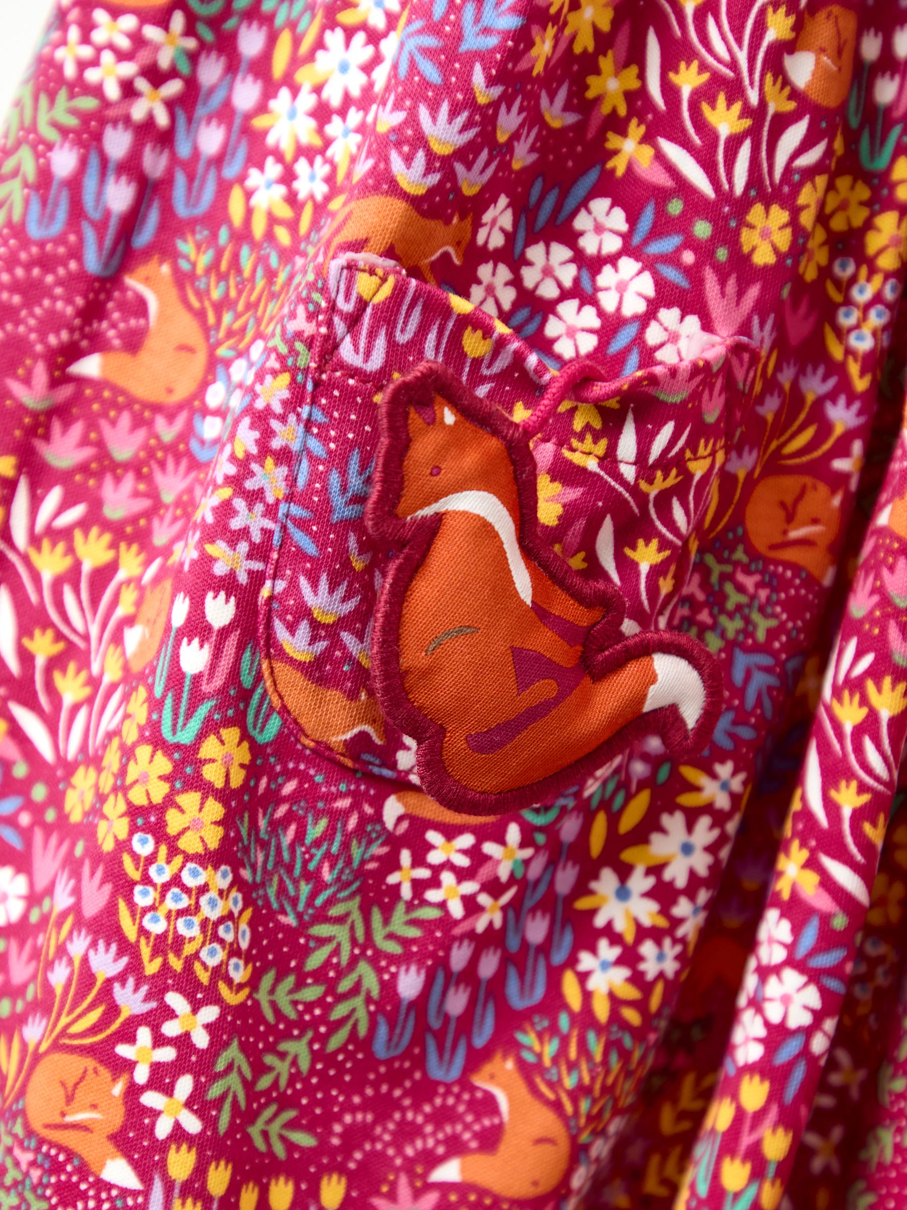 Pink Button Front Printed Pet In Pocket Dress - Image 3 of 3