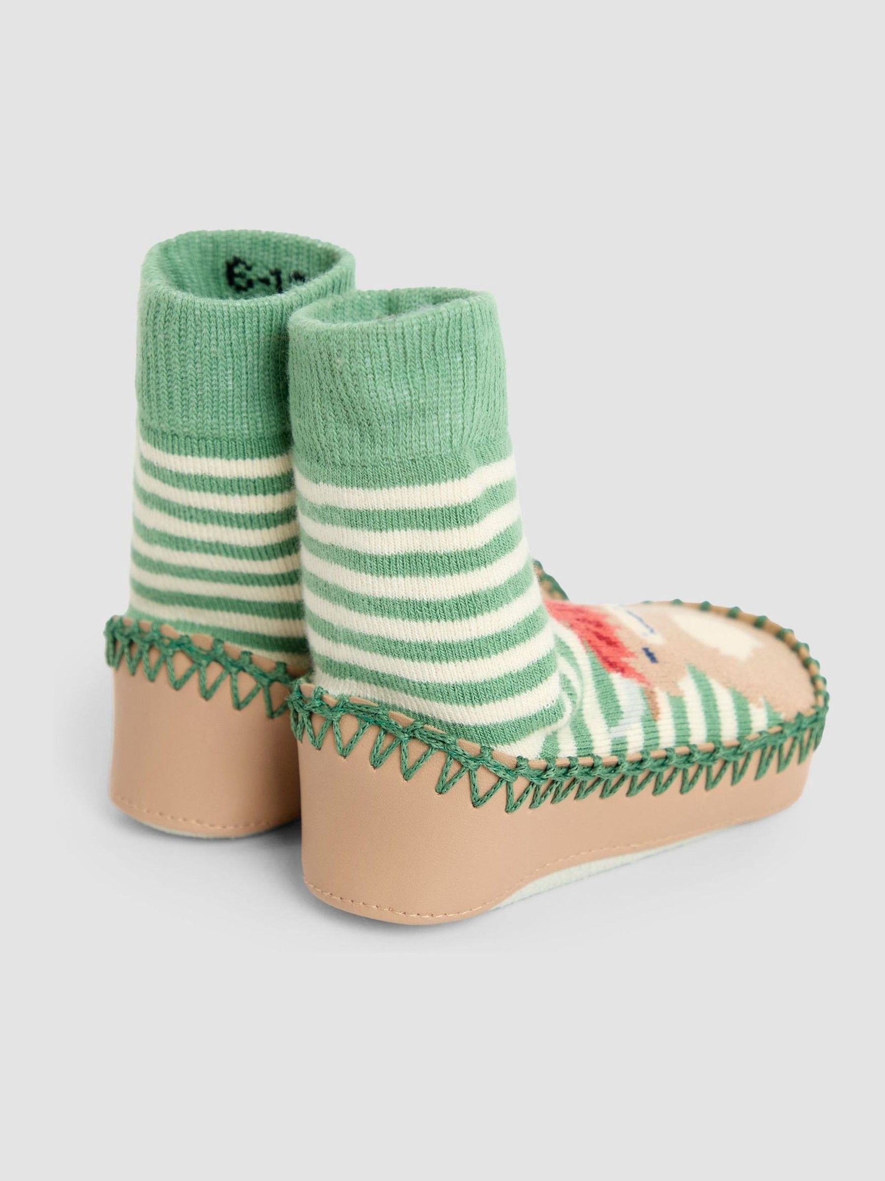 Green Highland Cow Moccasin Slipper Socks - Image 2 of 4