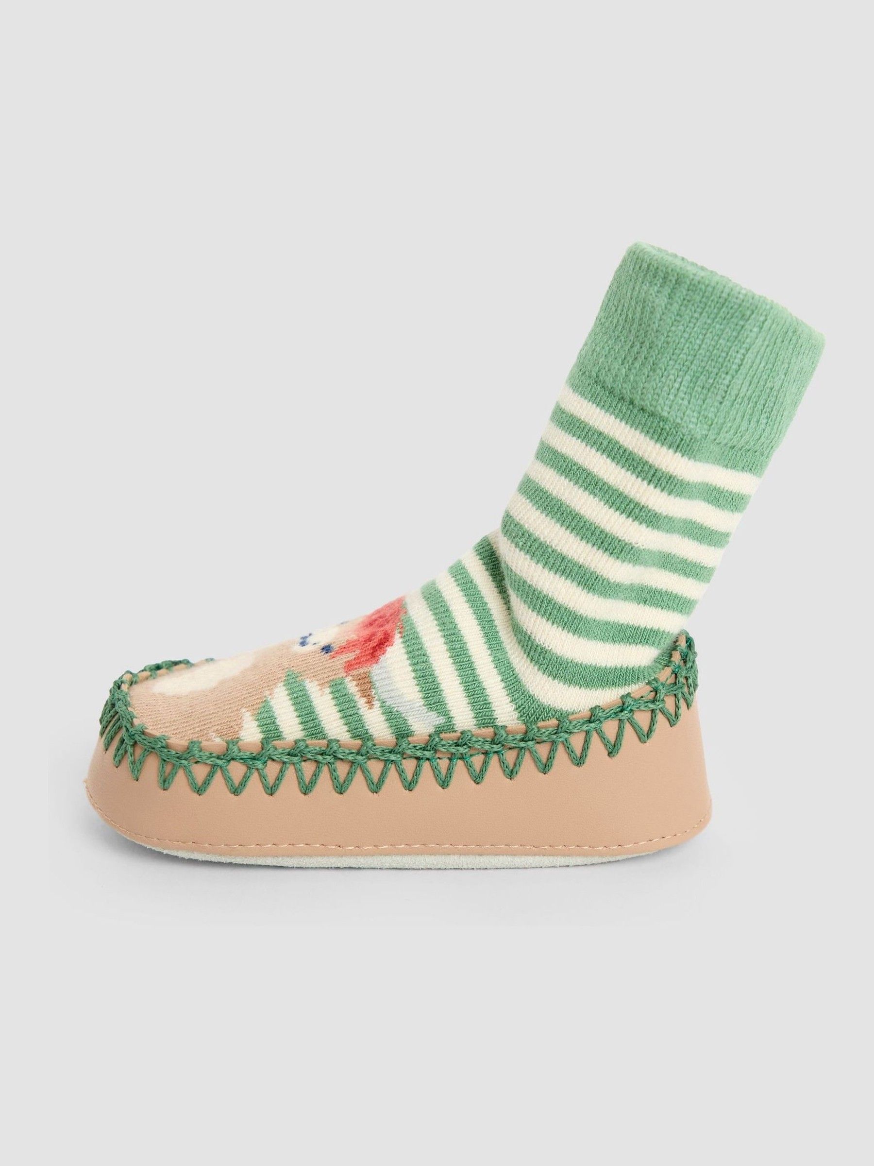 Green Highland Cow Moccasin Slipper Socks - Image 4 of 4