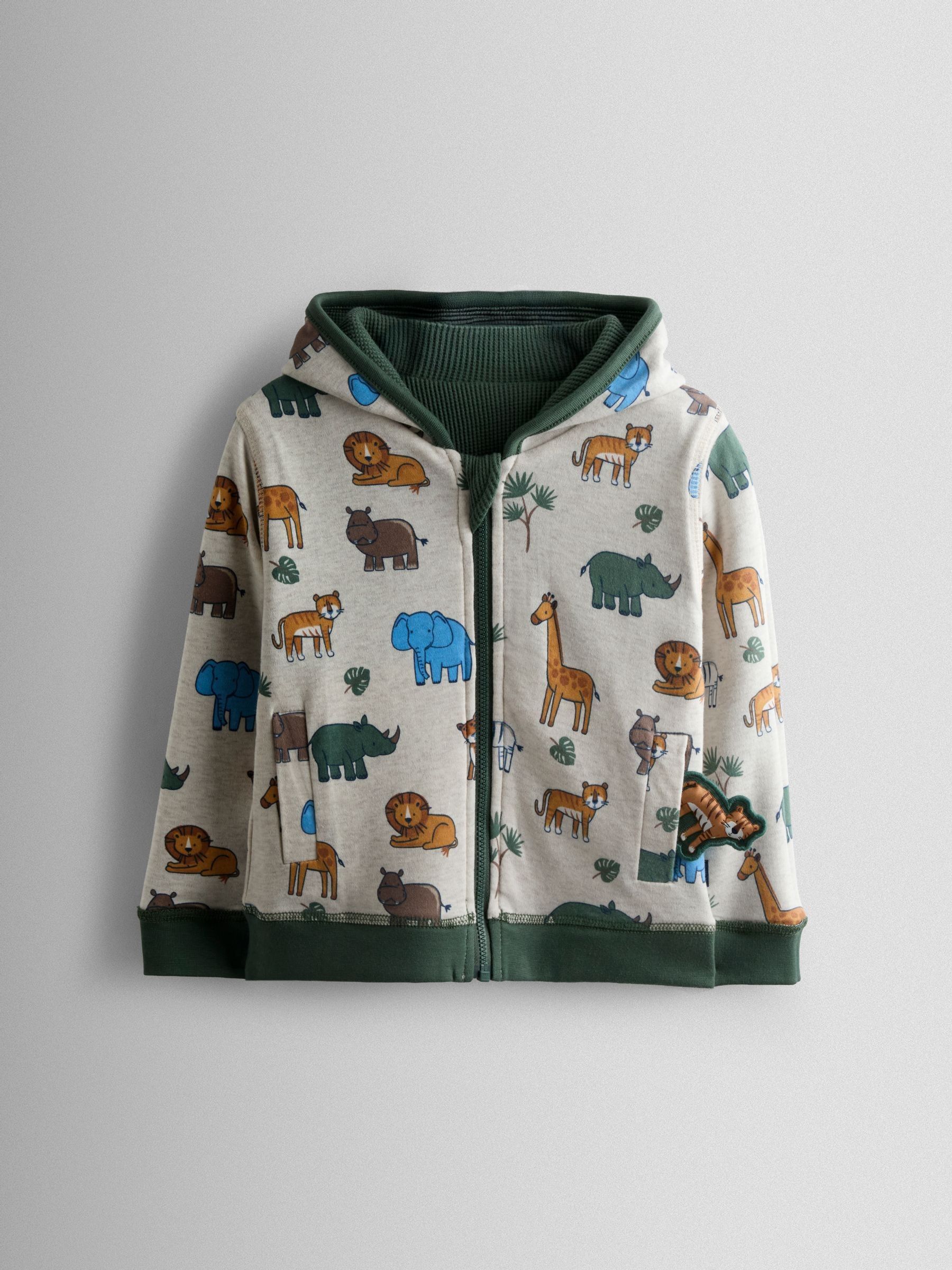 Khaki Green Safari Appliqué Reversible Hoodie - Image 4 of 12