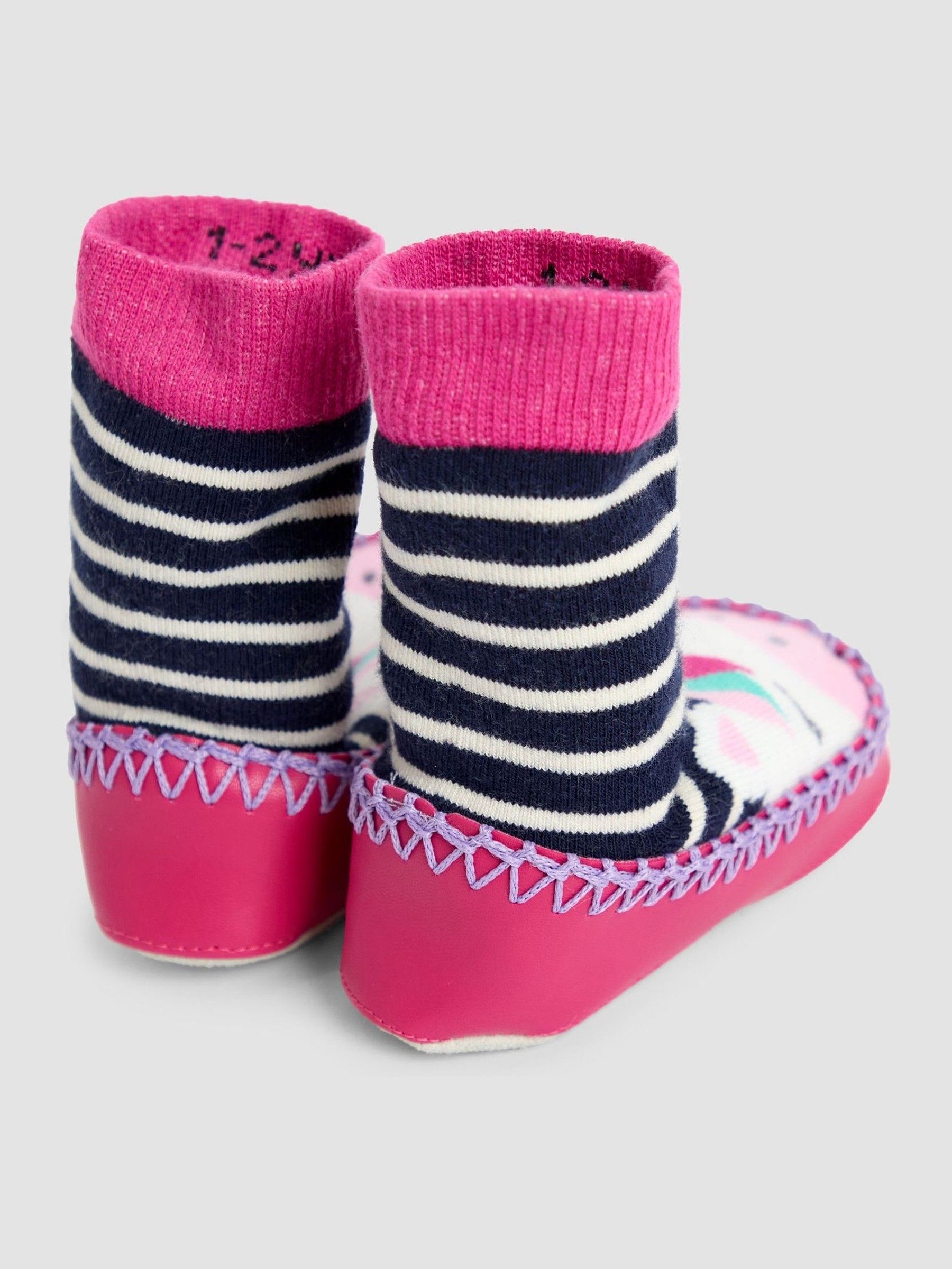 Fuchsia Highland Cow Moccasin Slipper Socks - Image 2 of 4