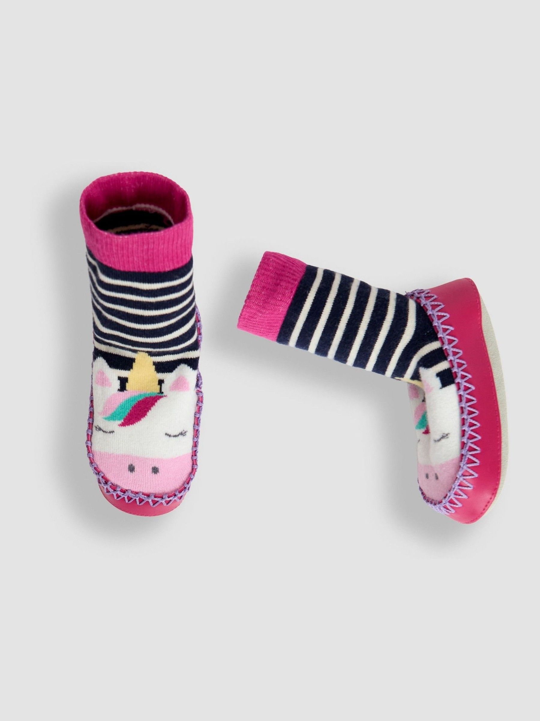 Fuchsia Highland Cow Moccasin Slipper Socks - Image 3 of 4