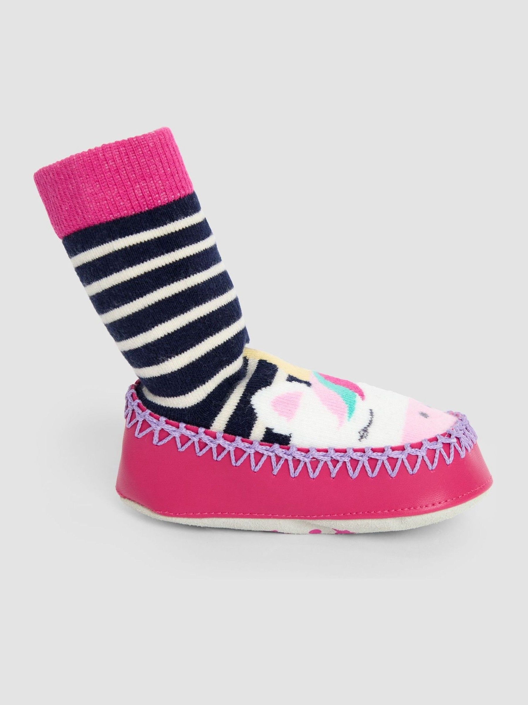 Fuchsia Highland Cow Moccasin Slipper Socks - Image 4 of 4