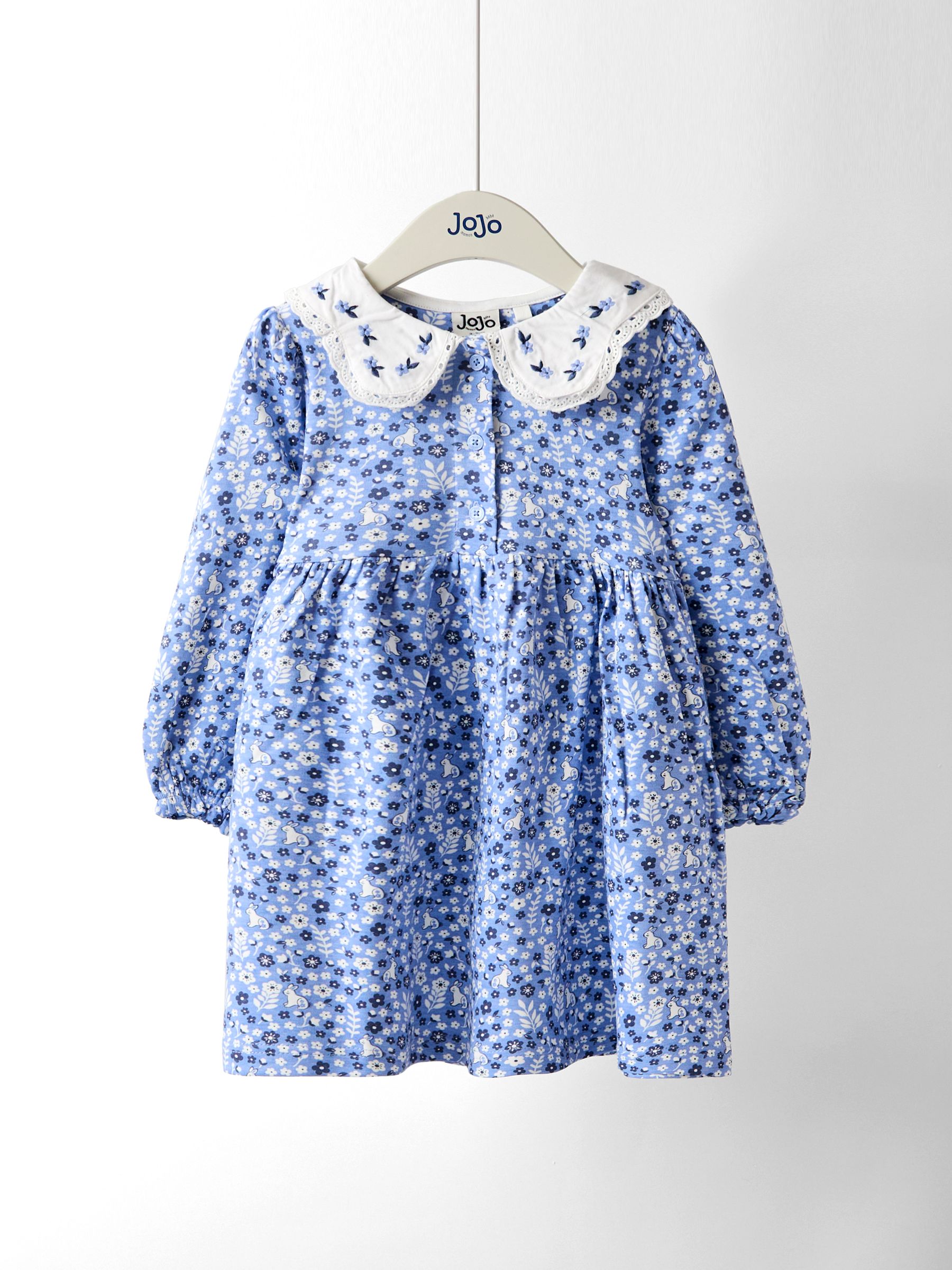 Blue Embroidered Collar Button Front Dress - Image 1 of 4