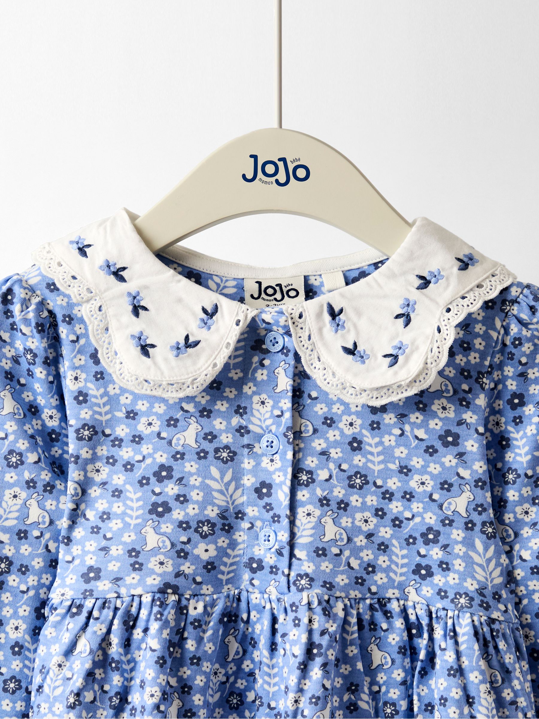 Blue Embroidered Collar Button Front Dress - Image 3 of 4