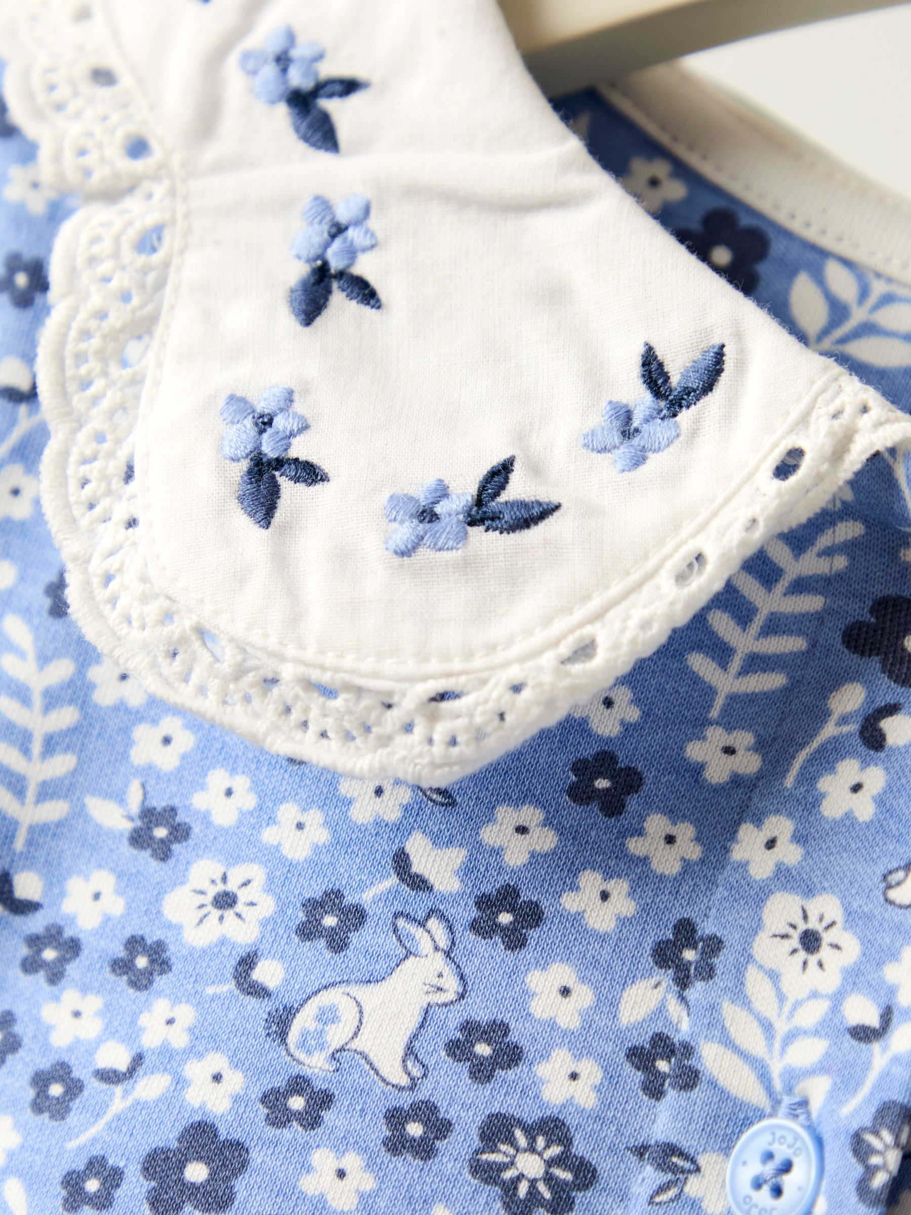 Blue Embroidered Collar Button Front Dress - Image 4 of 4