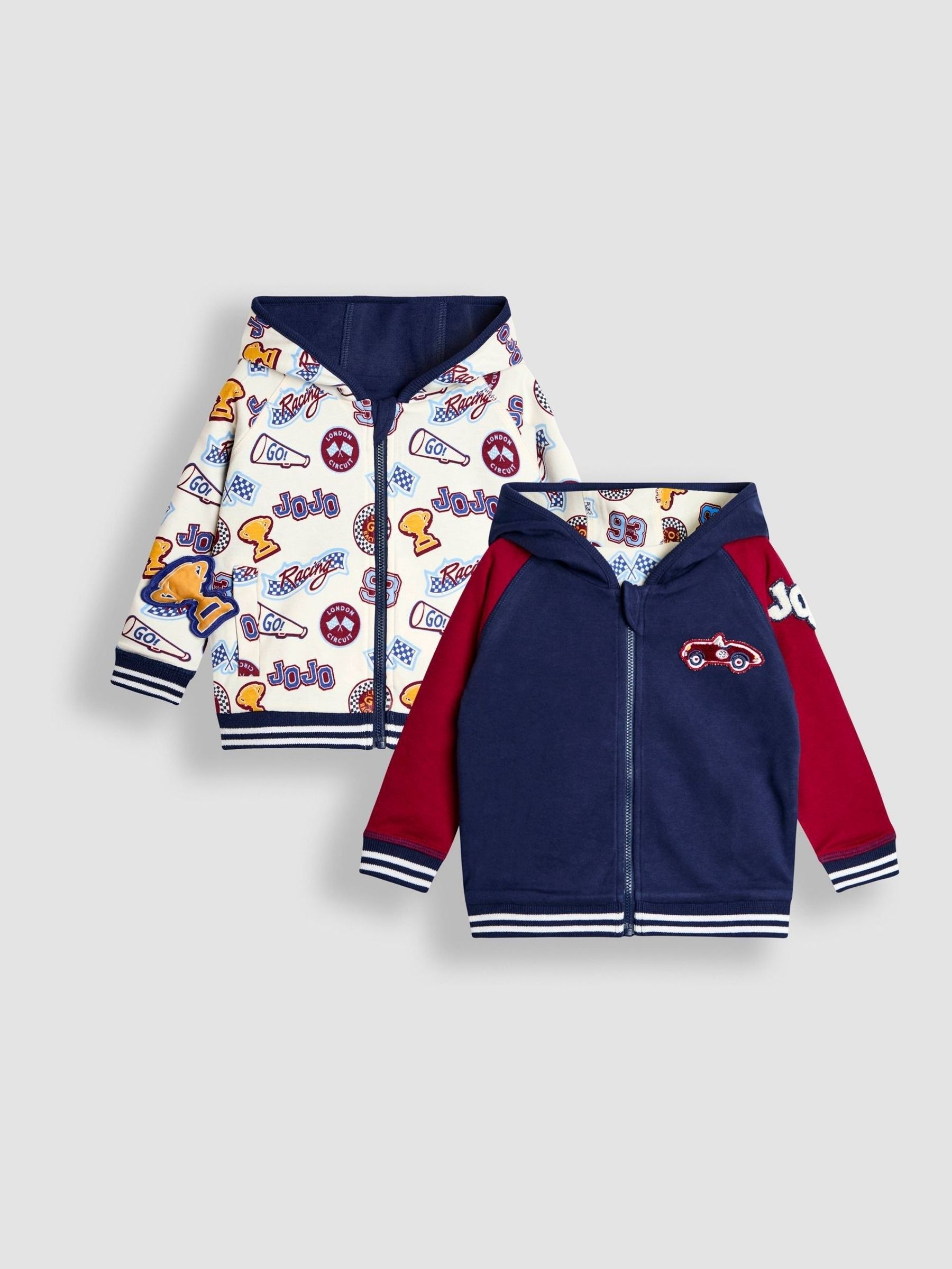 Navy Varsity Colour Block Appliqué Reversible Hoodie - Image 1 of 11