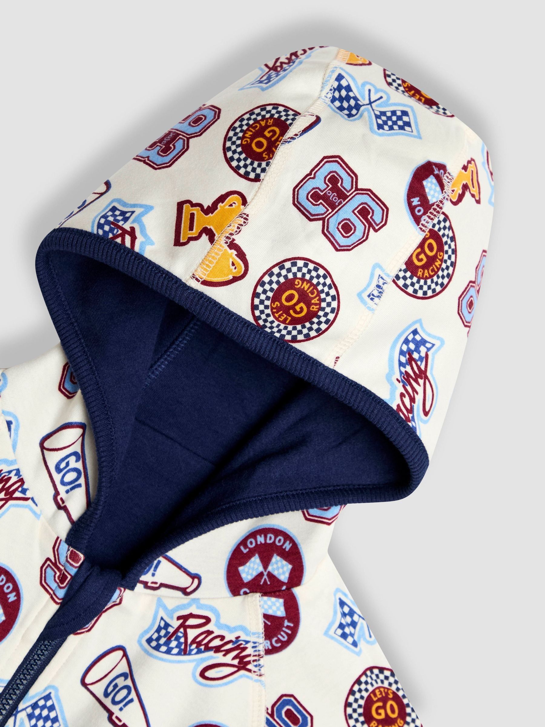 Navy Varsity Colour Block Appliqué Reversible Hoodie - Image 10 of 11