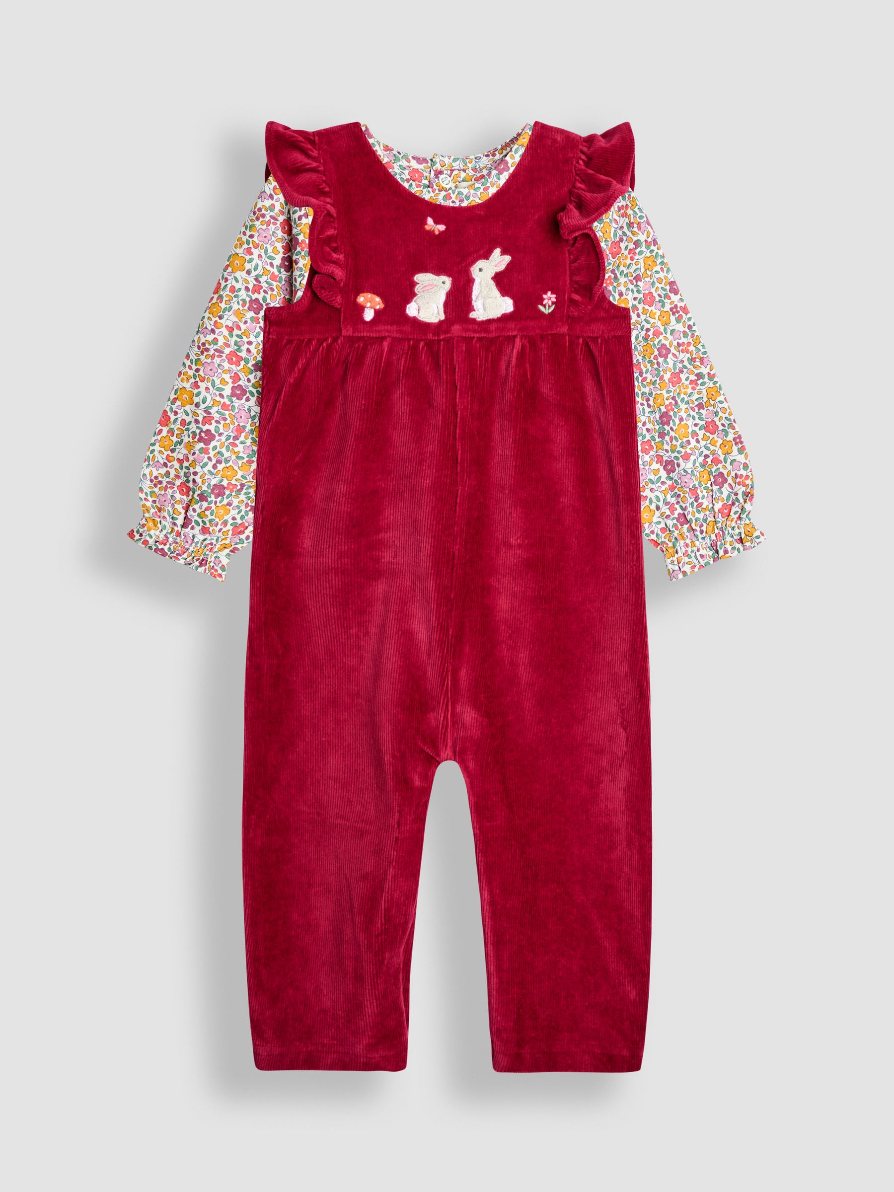Purple Light Appliqué Velour Dungarees & Top Set - Image 1 of 6
