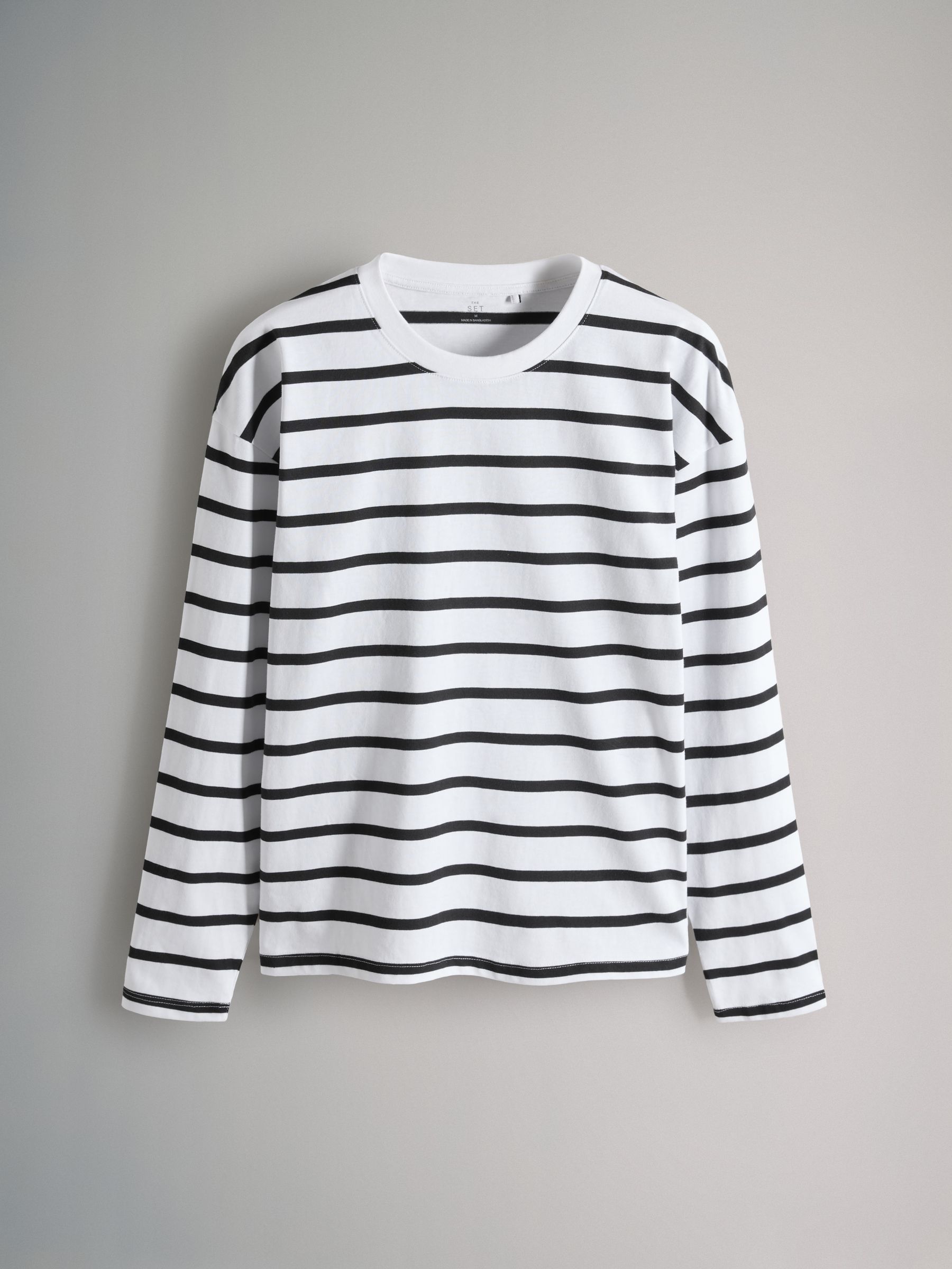 Black/Taupe Brown/Stripe/White - 4 Pack Heavyweight Relaxed Long Sleeve T-Shirts - Image 5 of 6