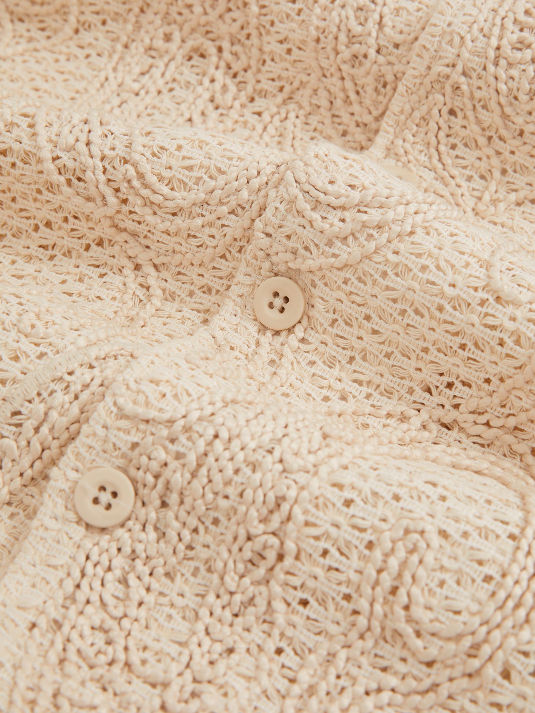 Cotton-Blend Embroidered Crochet Shirt in Oatmeal - Image 6 of 6