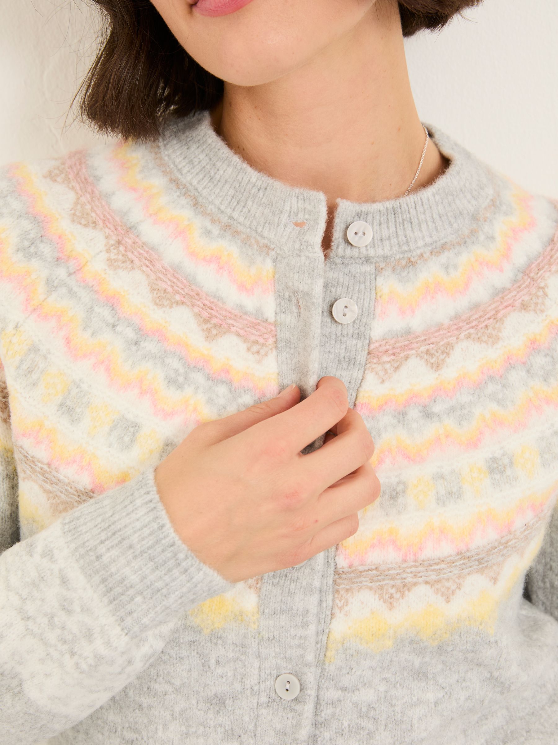 Frost Grey Fairisle Knitted Cardigan - Image 4 of 5