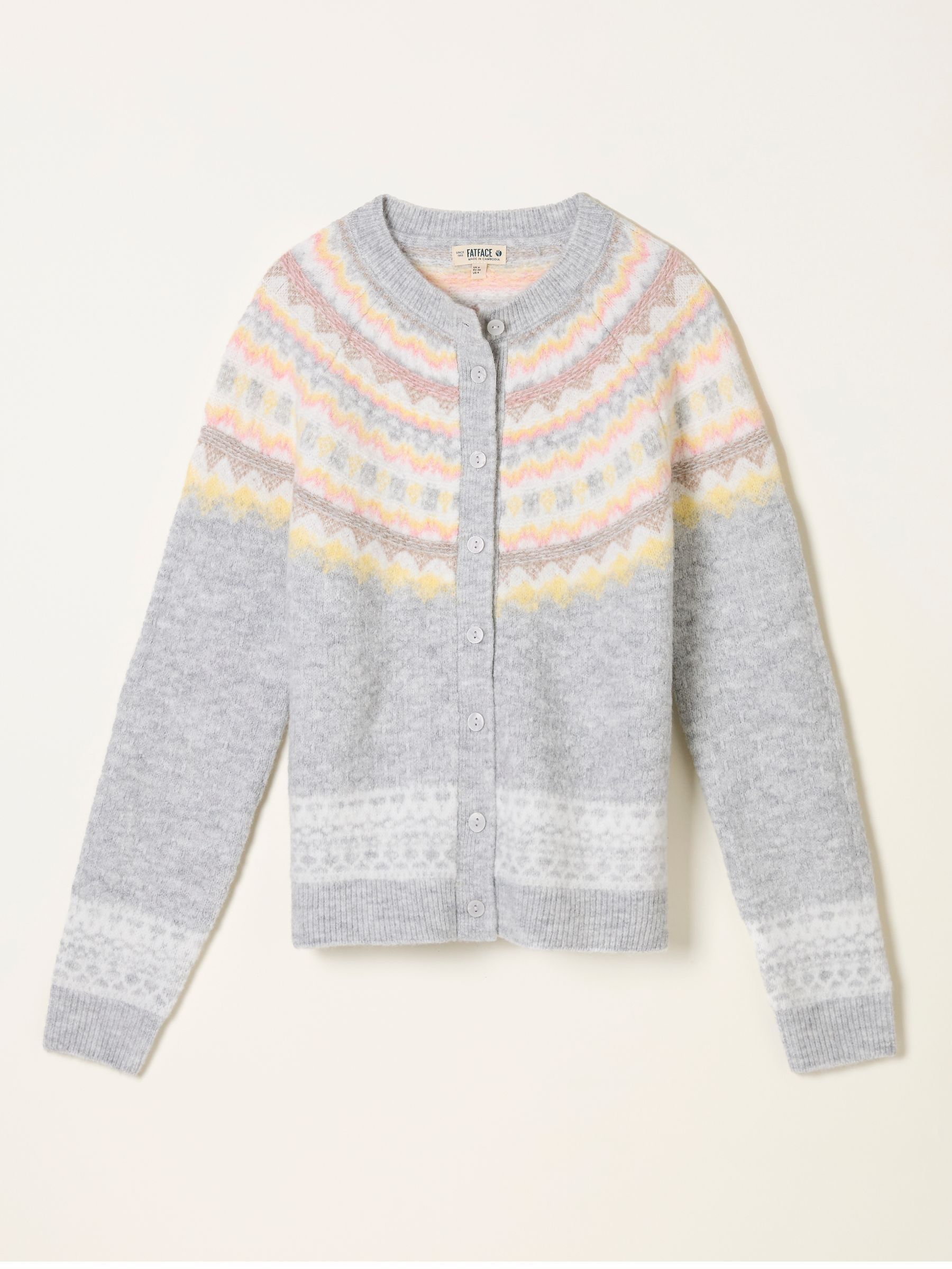 Frost Grey Fairisle Knitted Cardigan - Image 5 of 5 Frost Grey Fairisle Knitted Cardigan - Image 5 of 5
