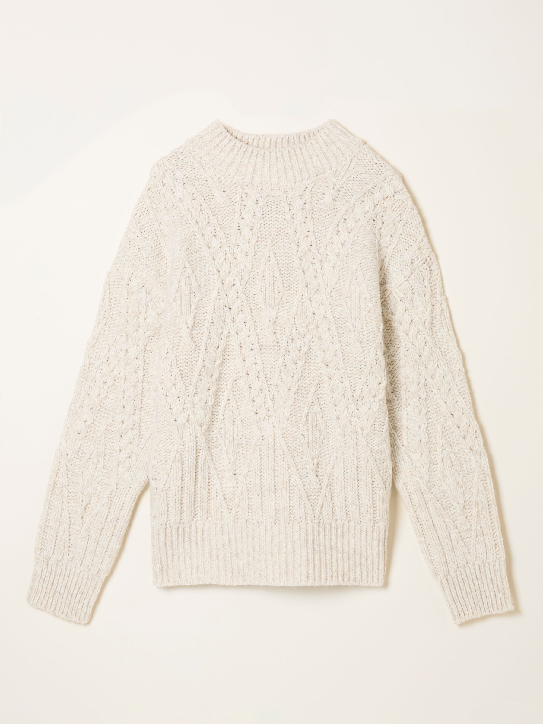 Casey Ivory Cable Knitted Crew Neck Jumper | FatFace
