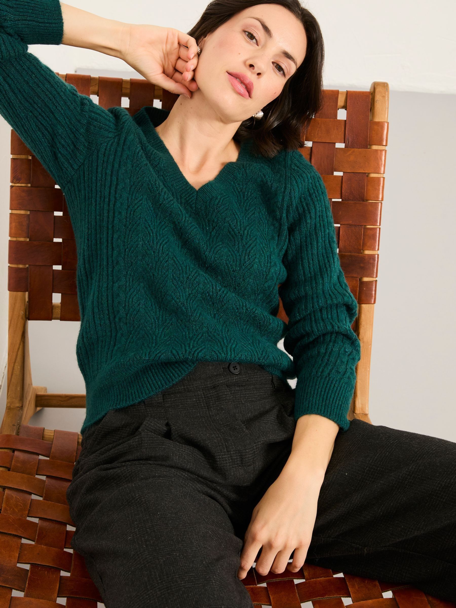 Marie Teal Blue Knitted Stitch Jumper - Image 4 of 5