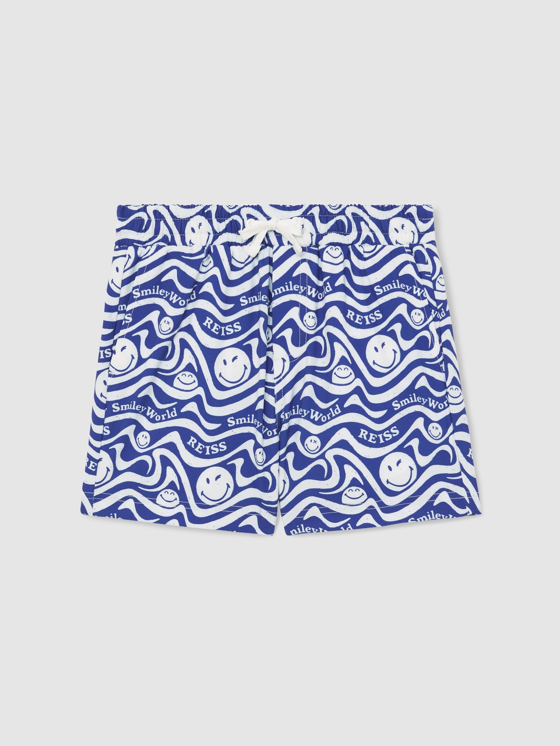 13-14 yrs SmileyWorld | Reiss Wave Swim Shorts in Bright Blue - Image 1 of 4 13-14 yrs SmileyWorld | Reiss Wave Swim Shorts in Bright Blue - Image 1 of 4