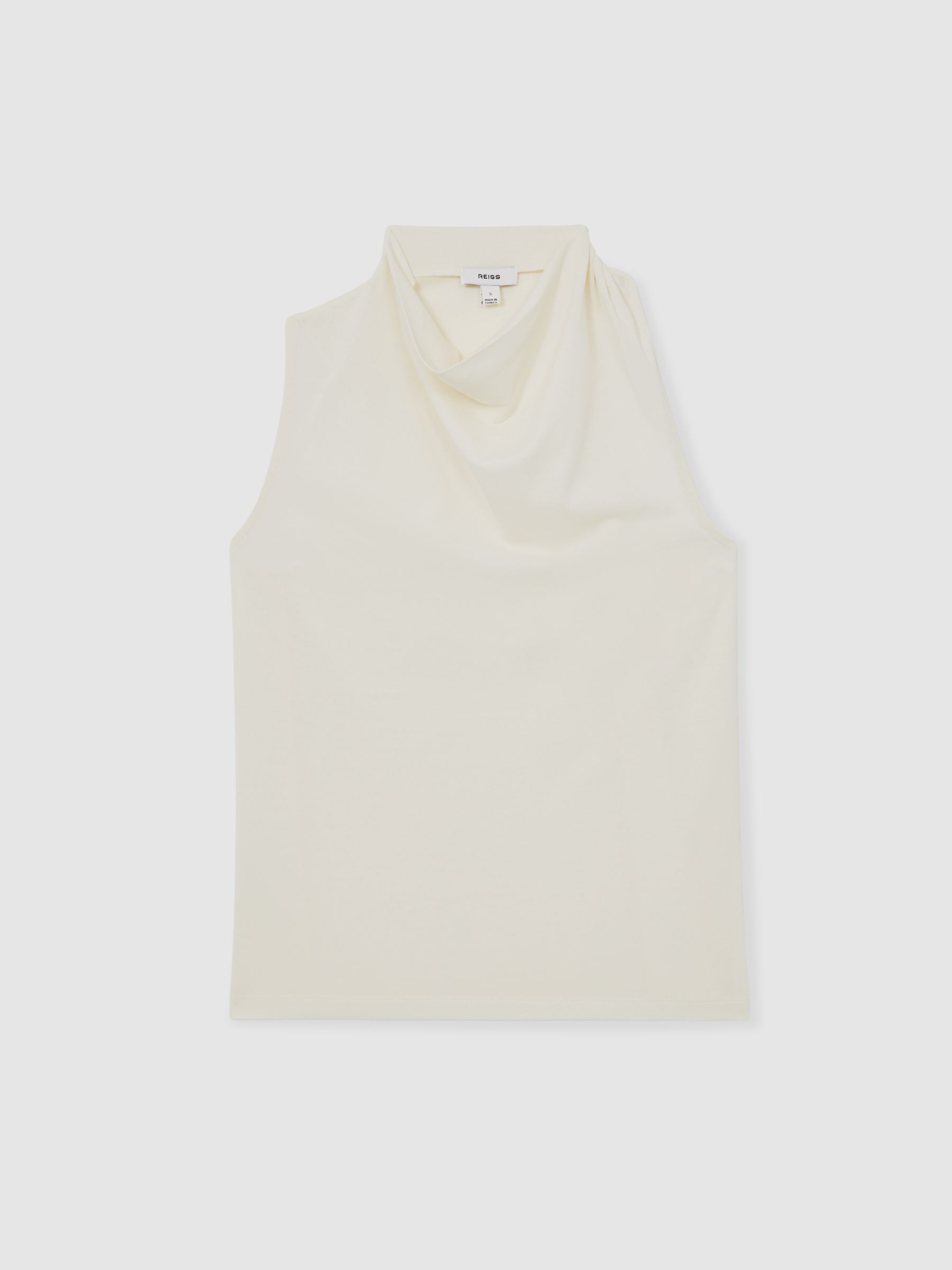 Cotton-Blend Cowl-Neck Sleeveless Top in Ivory - Image 2 of 6