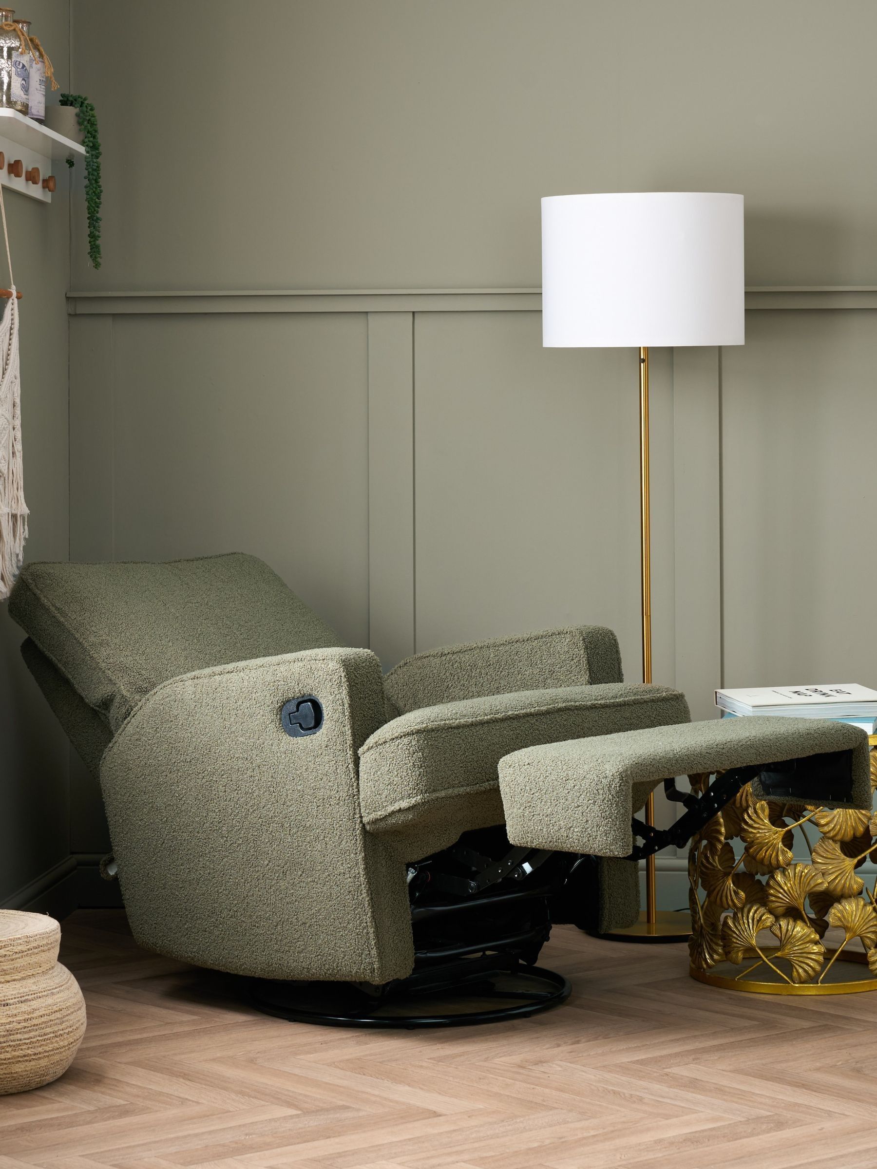 Obaby Teddy Olive Madison Swivel Glider Recliner Nursing Chair - Image 1 of 7