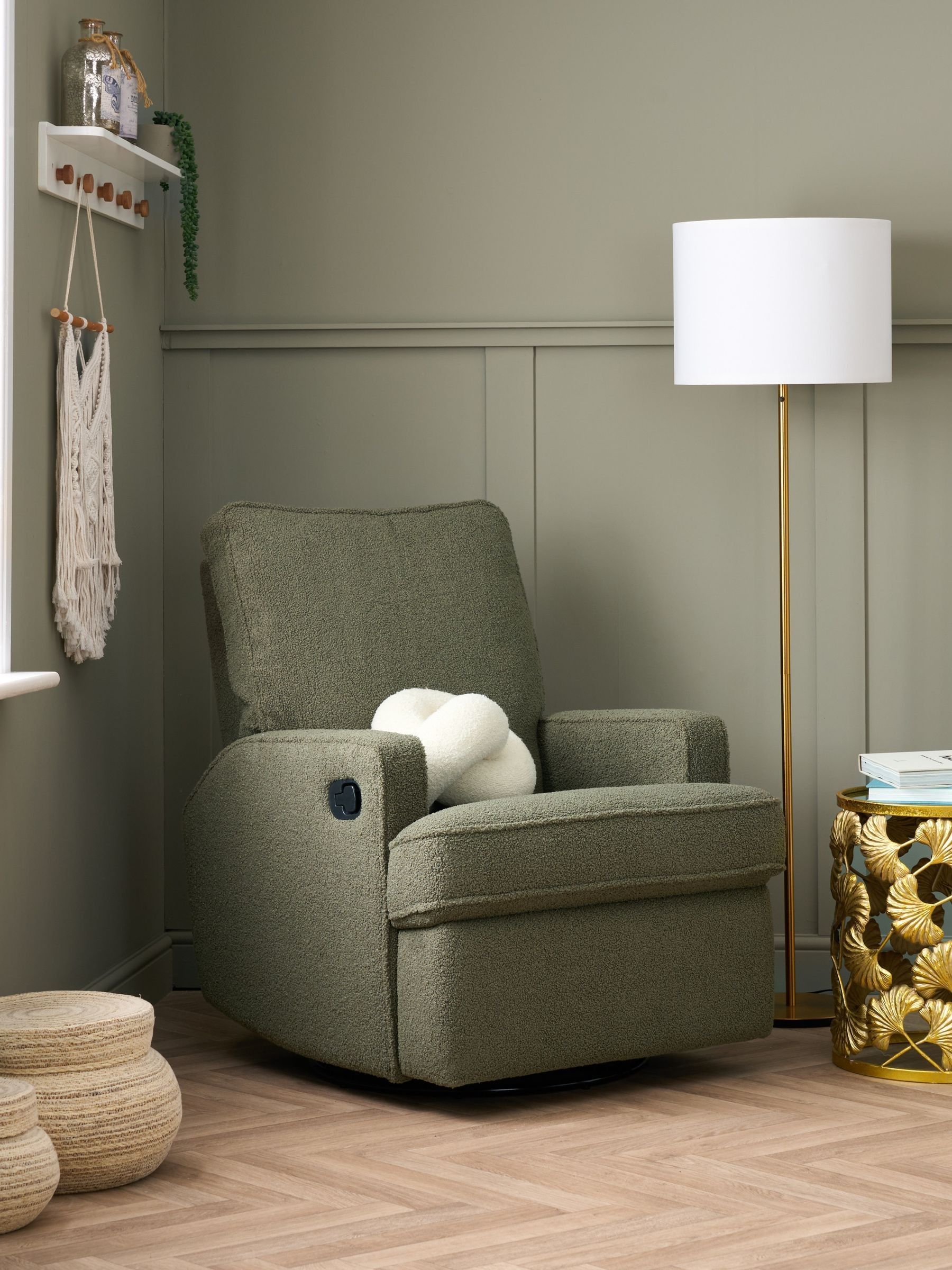 Obaby Teddy Olive Madison Swivel Glider Recliner Nursing Chair - Image 2 of 7