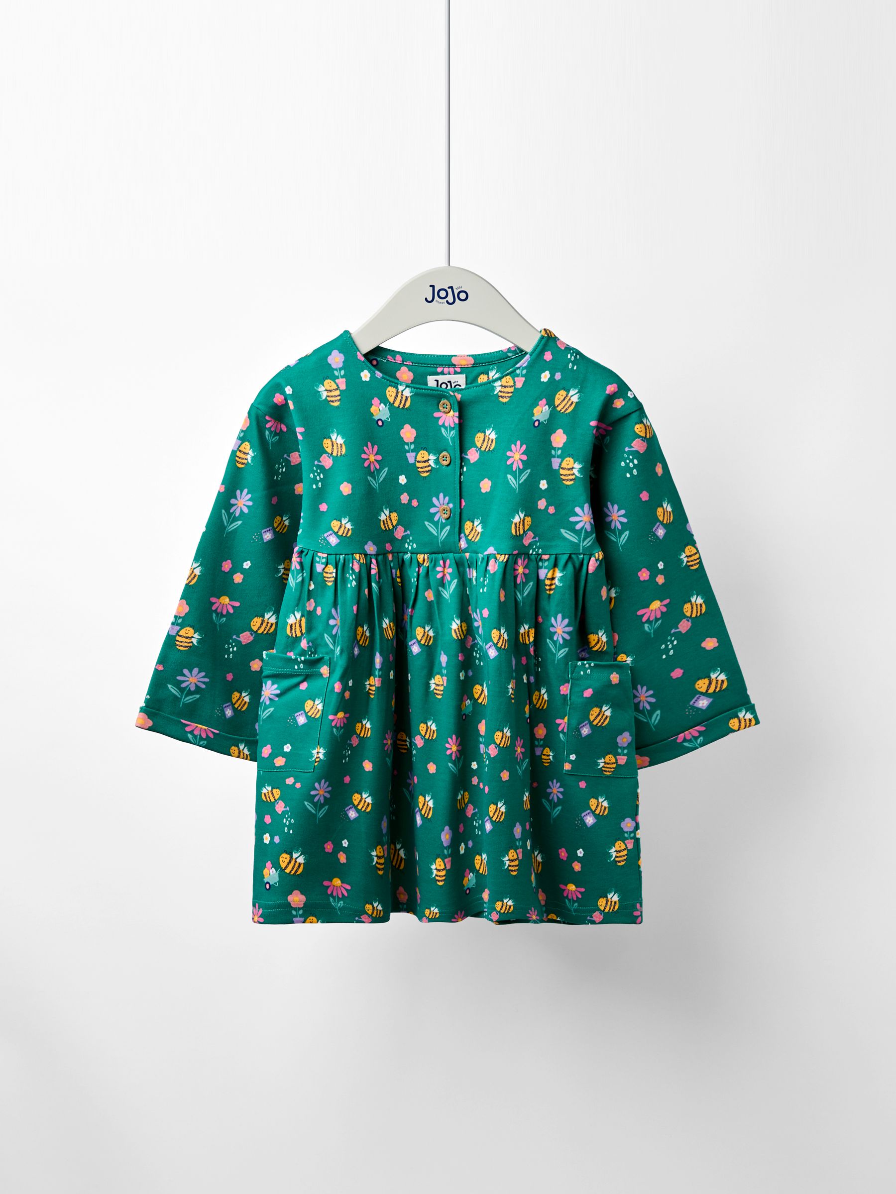 Green Button Front Printed Pet In Pocket Dress - Image 1 of 4