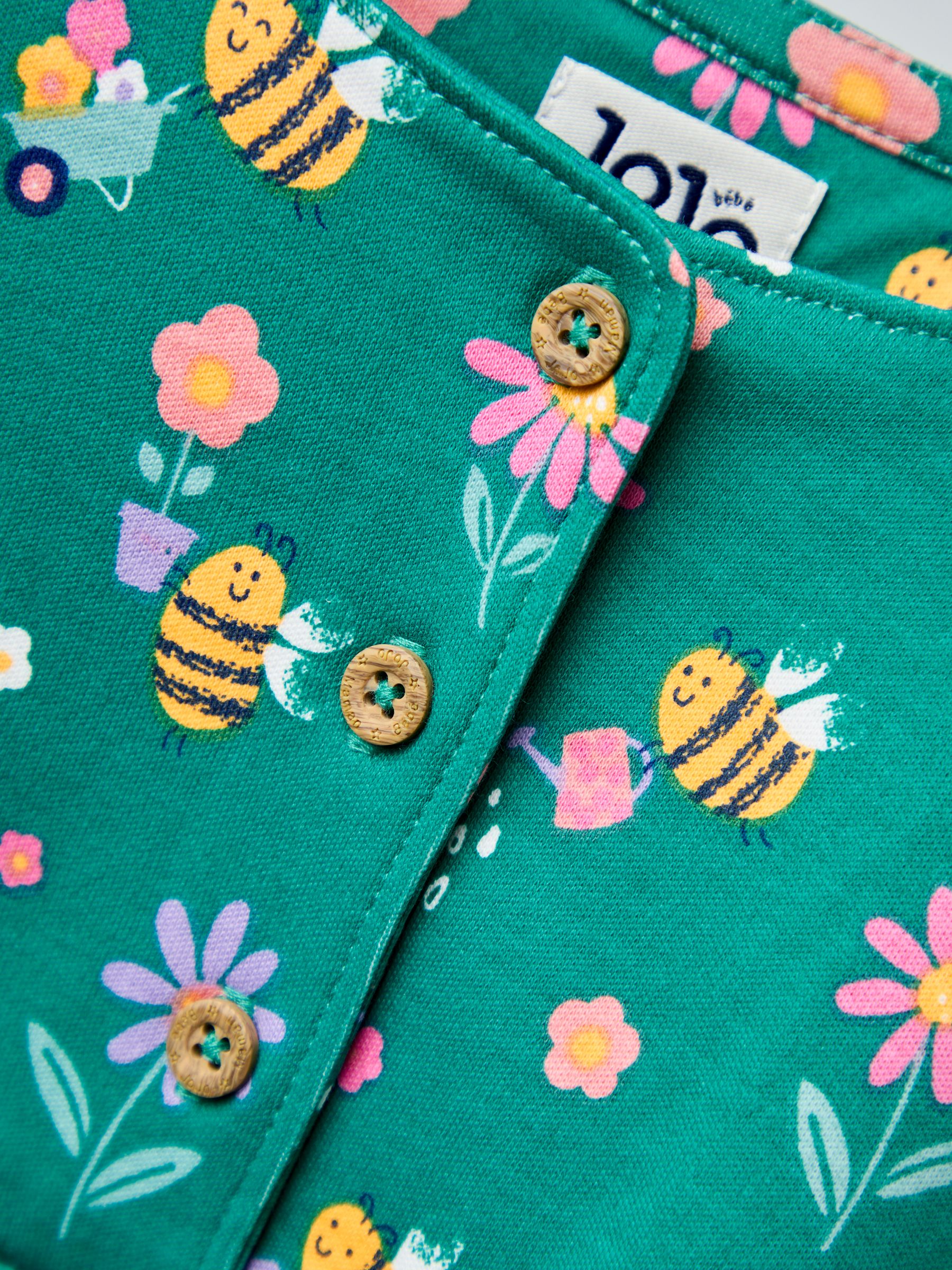 Green Button Front Printed Pet In Pocket Dress - Image 3 of 4