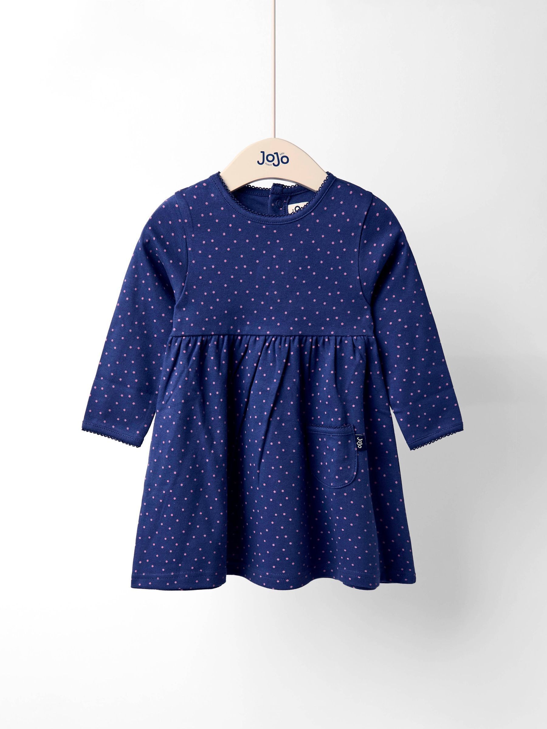 Navy Blue Spot Printed Jersey Dress - Image 1 of 3